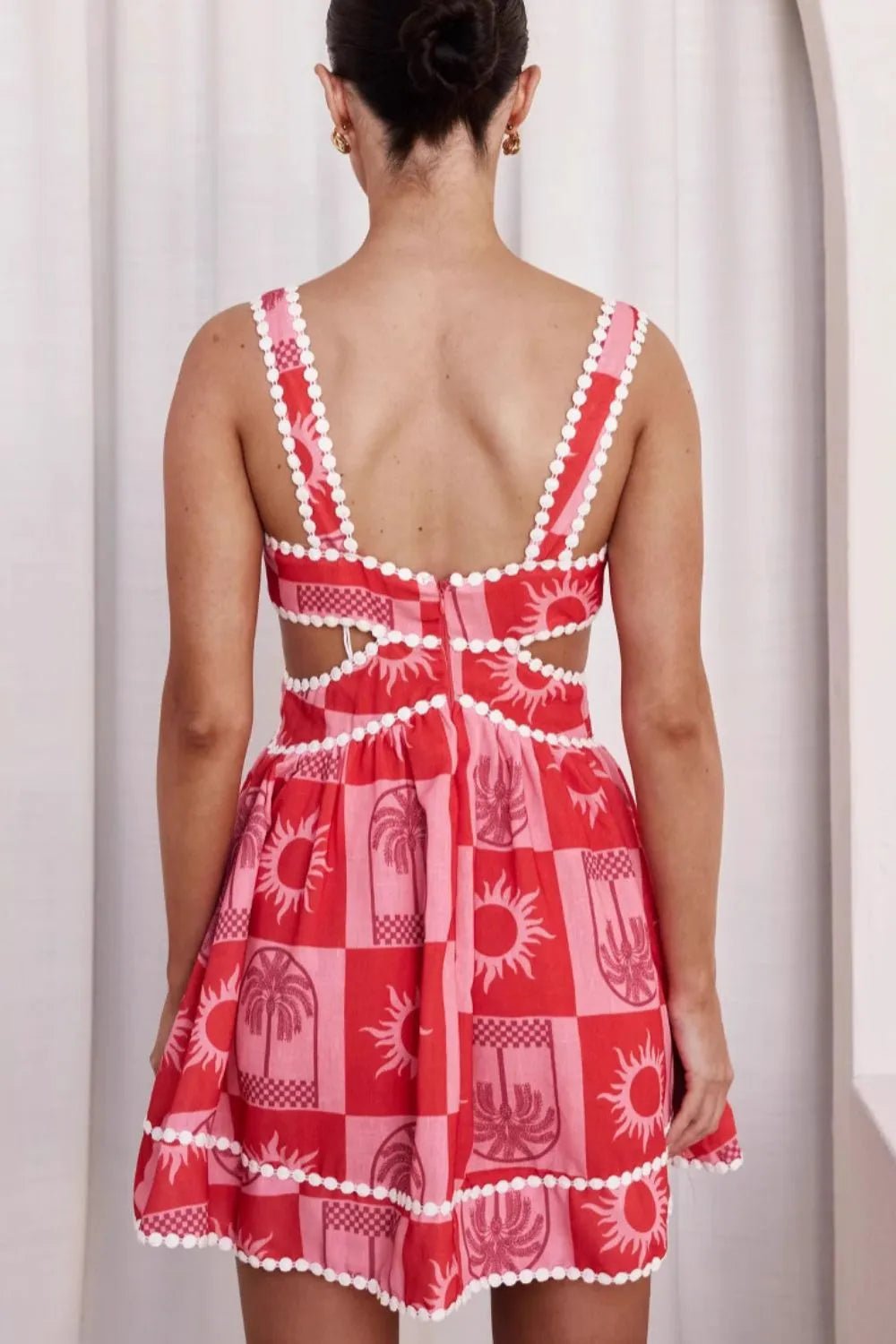Cutout Printed Mini Dress - Lookzlike