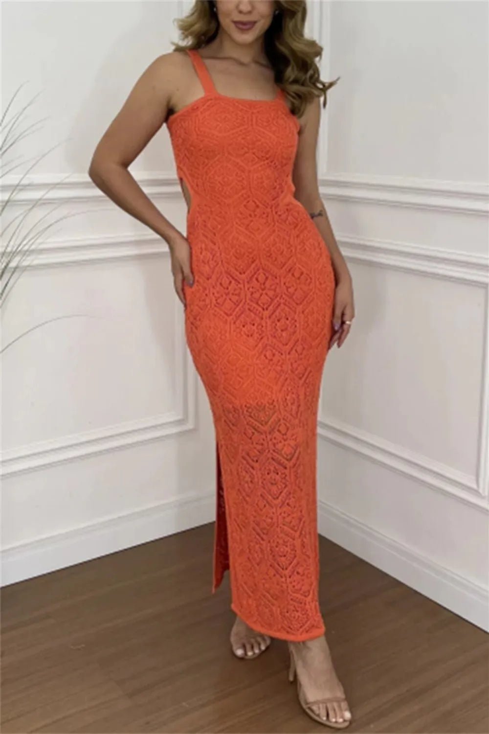 Cutout Side Slit Maxi Tank Dress - Lookzlike