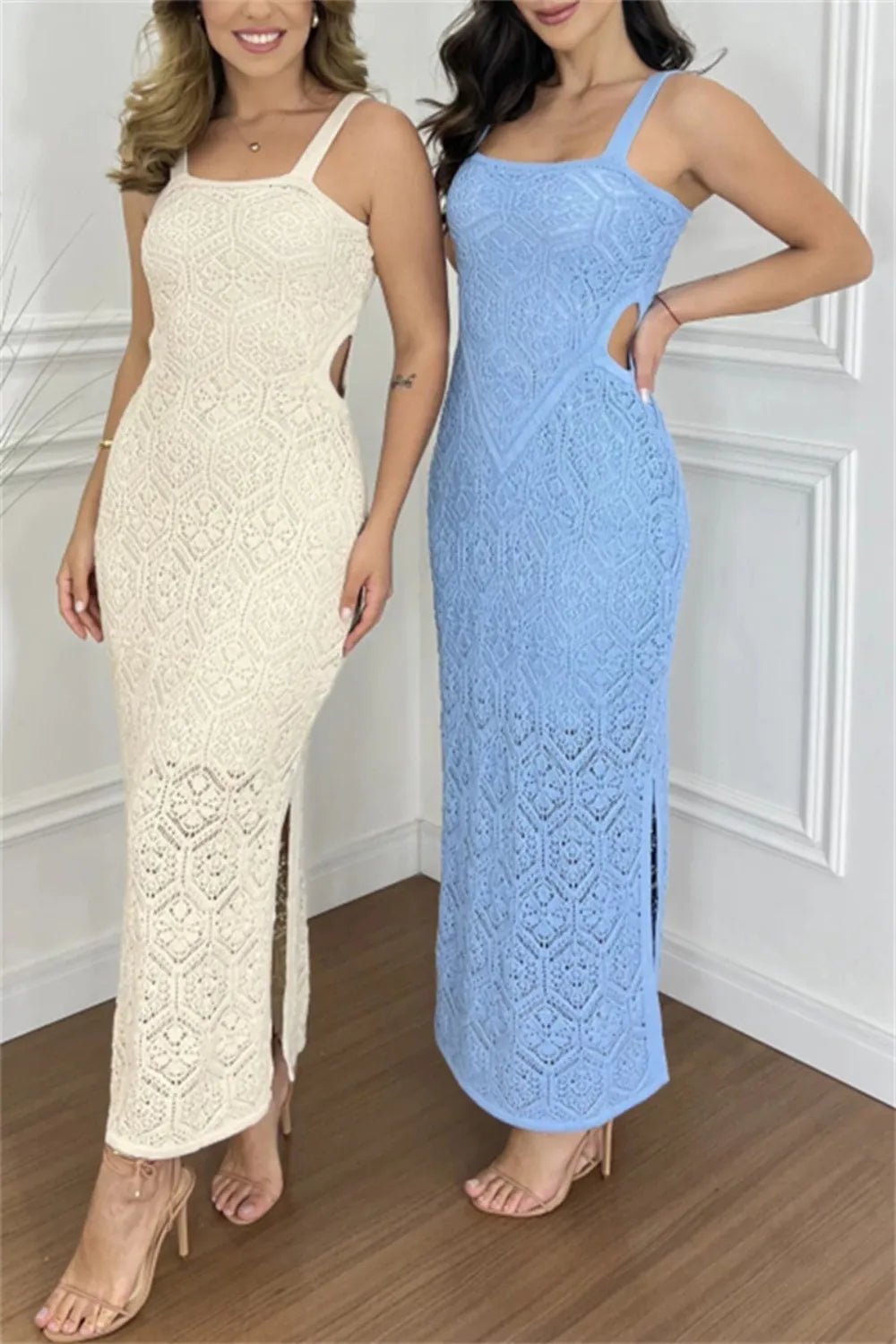 Cutout Side Slit Maxi Tank Dress - Lookzlike