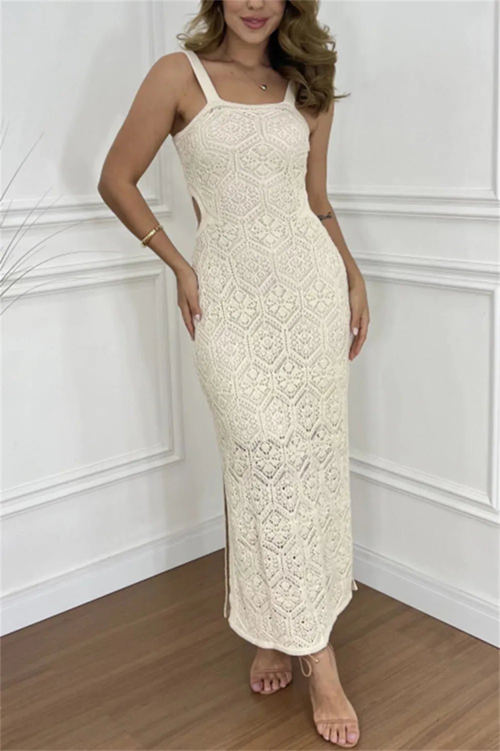 Cutout Side Slit Maxi Tank Dress - Lookzlike