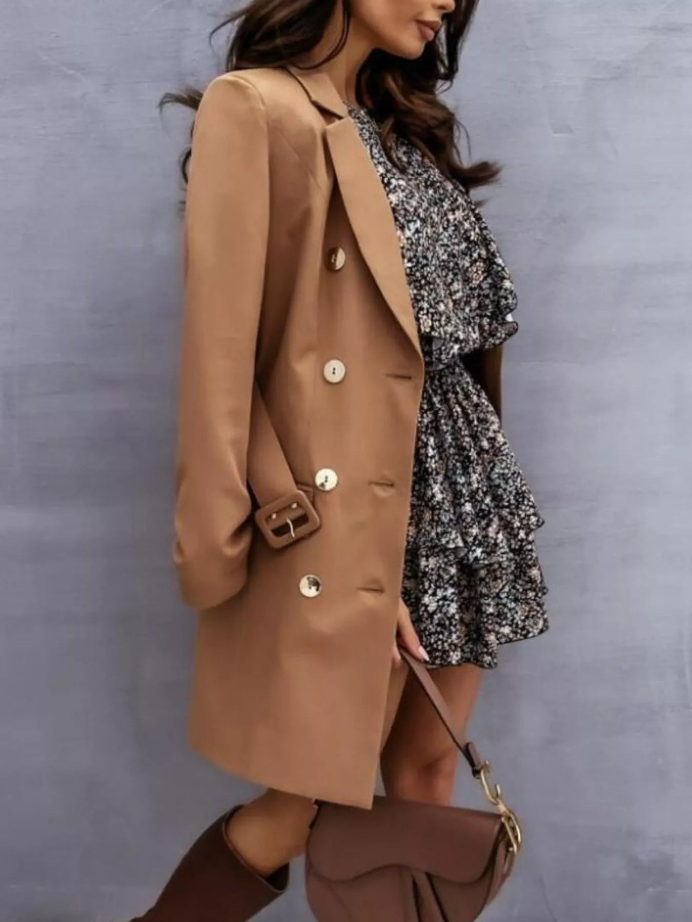 Double - Breasted Belted Blazer Dress designed for comfort and style at Lookzlike