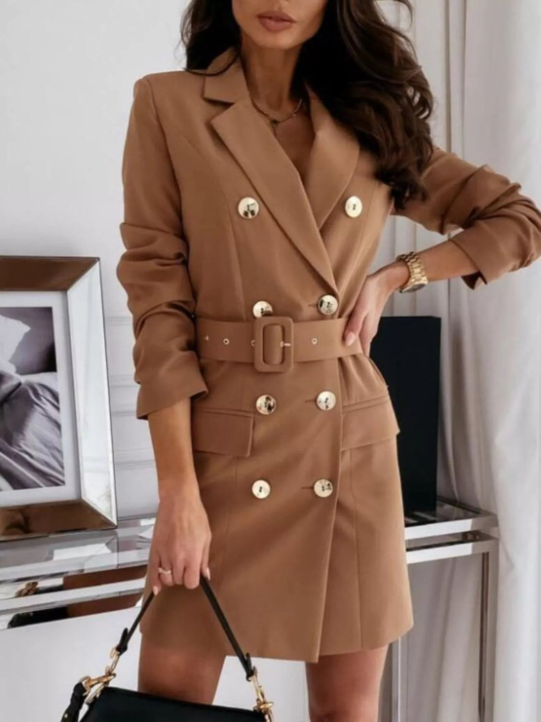 Double - Breasted Belted Blazer Dress designed for comfort and style at Lookzlike