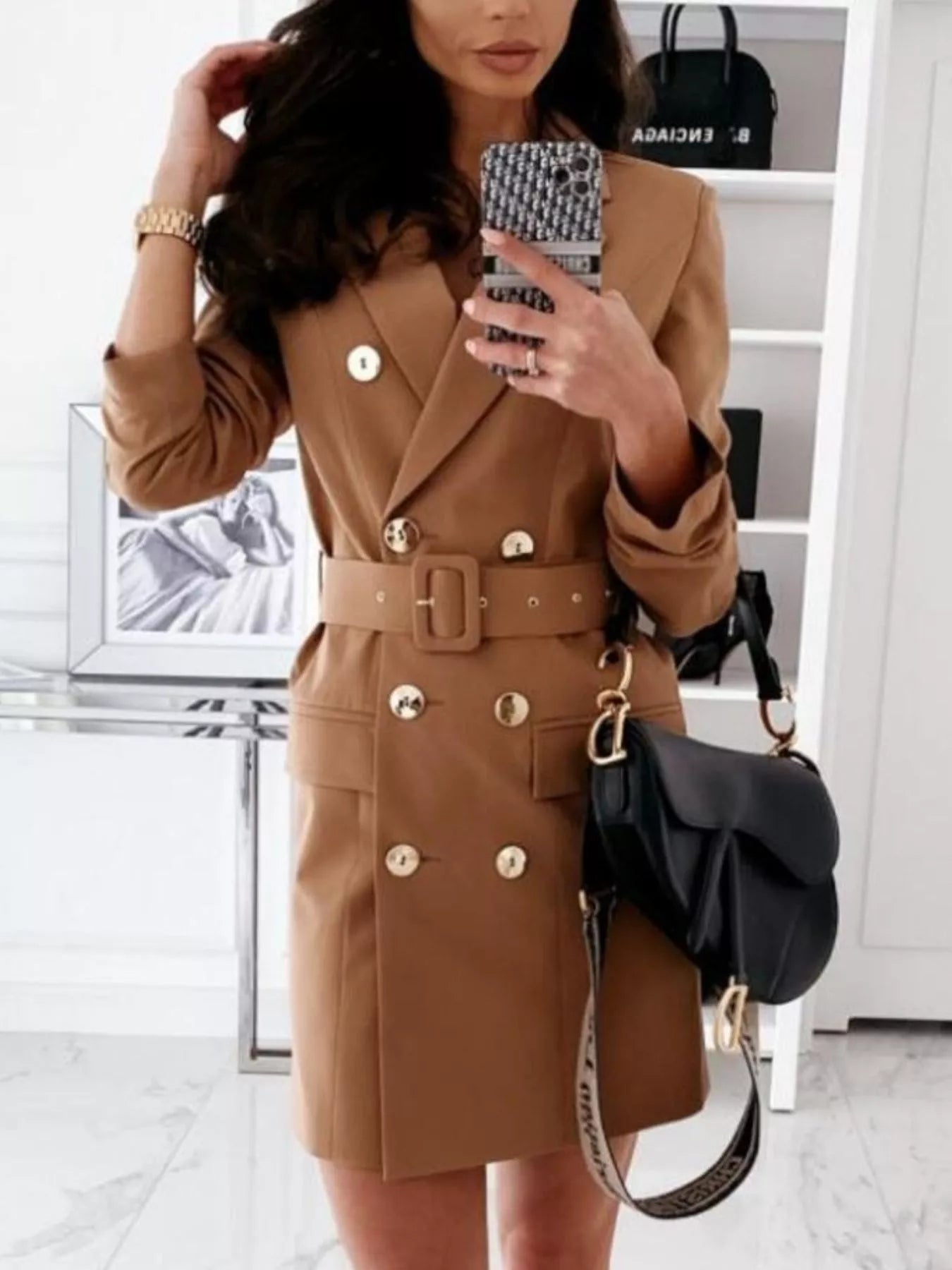 Double - Breasted Belted Blazer Dress designed for comfort and style at Lookzlike