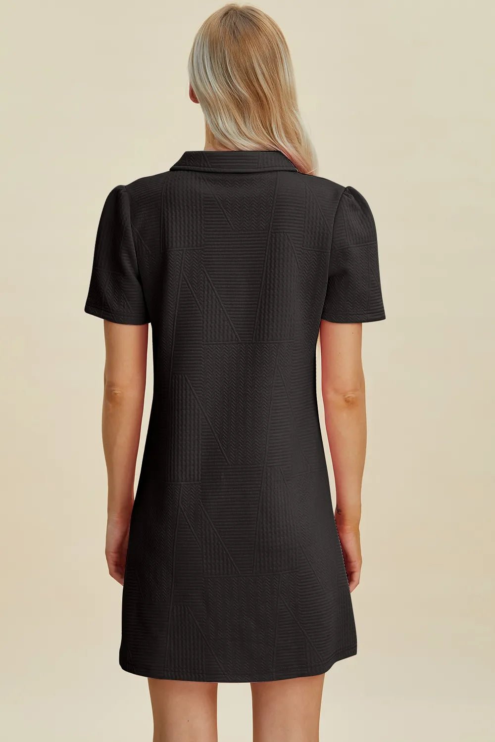 Double Take Full Size Texture Short Sleeve Dress - Lookzlike