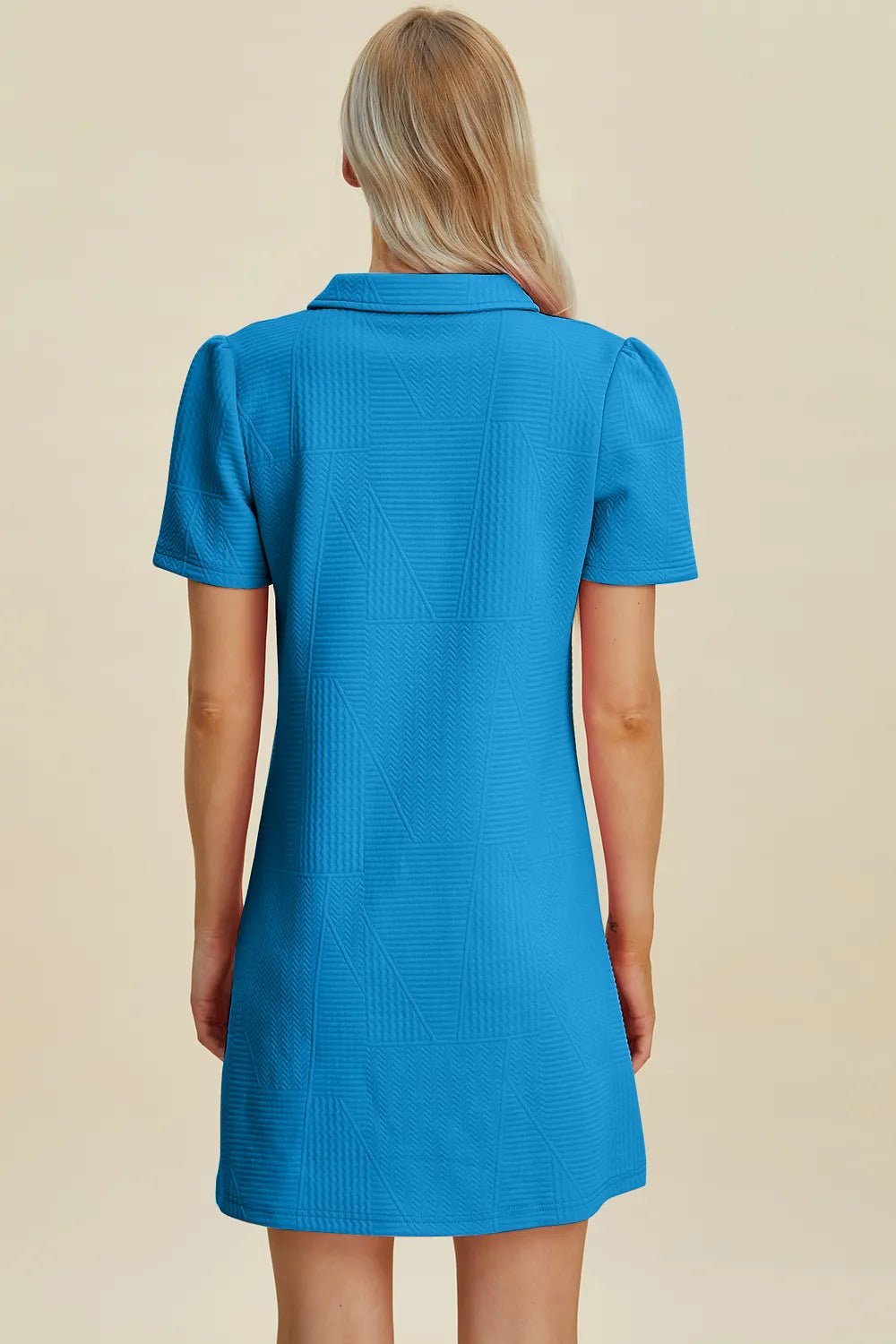 Double Take Full Size Texture Short Sleeve Dress - Lookzlike