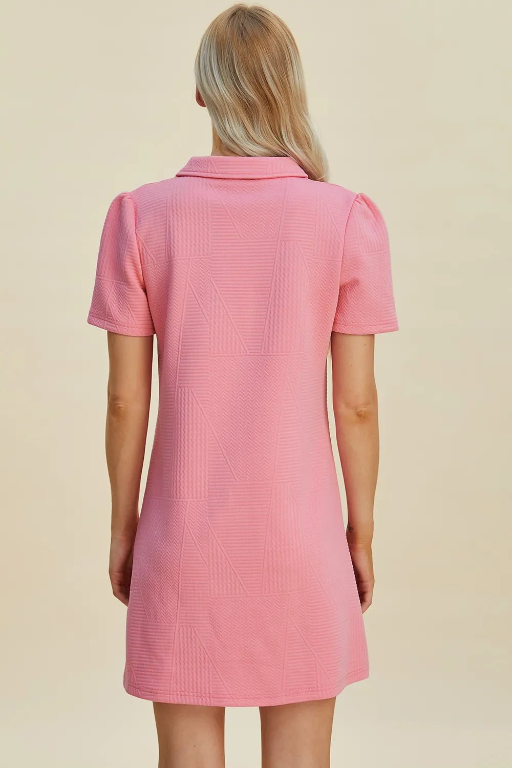 Double Take Full Size Texture Short Sleeve Dress - Lookzlike