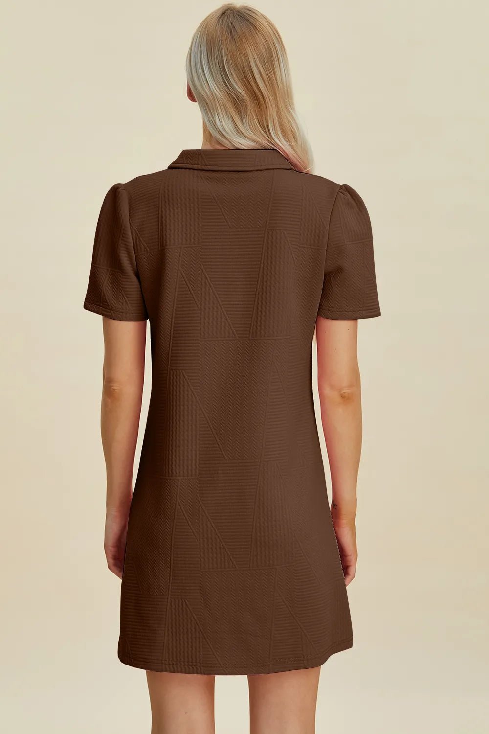 Double Take Full Size Texture Short Sleeve Dress - Lookzlike