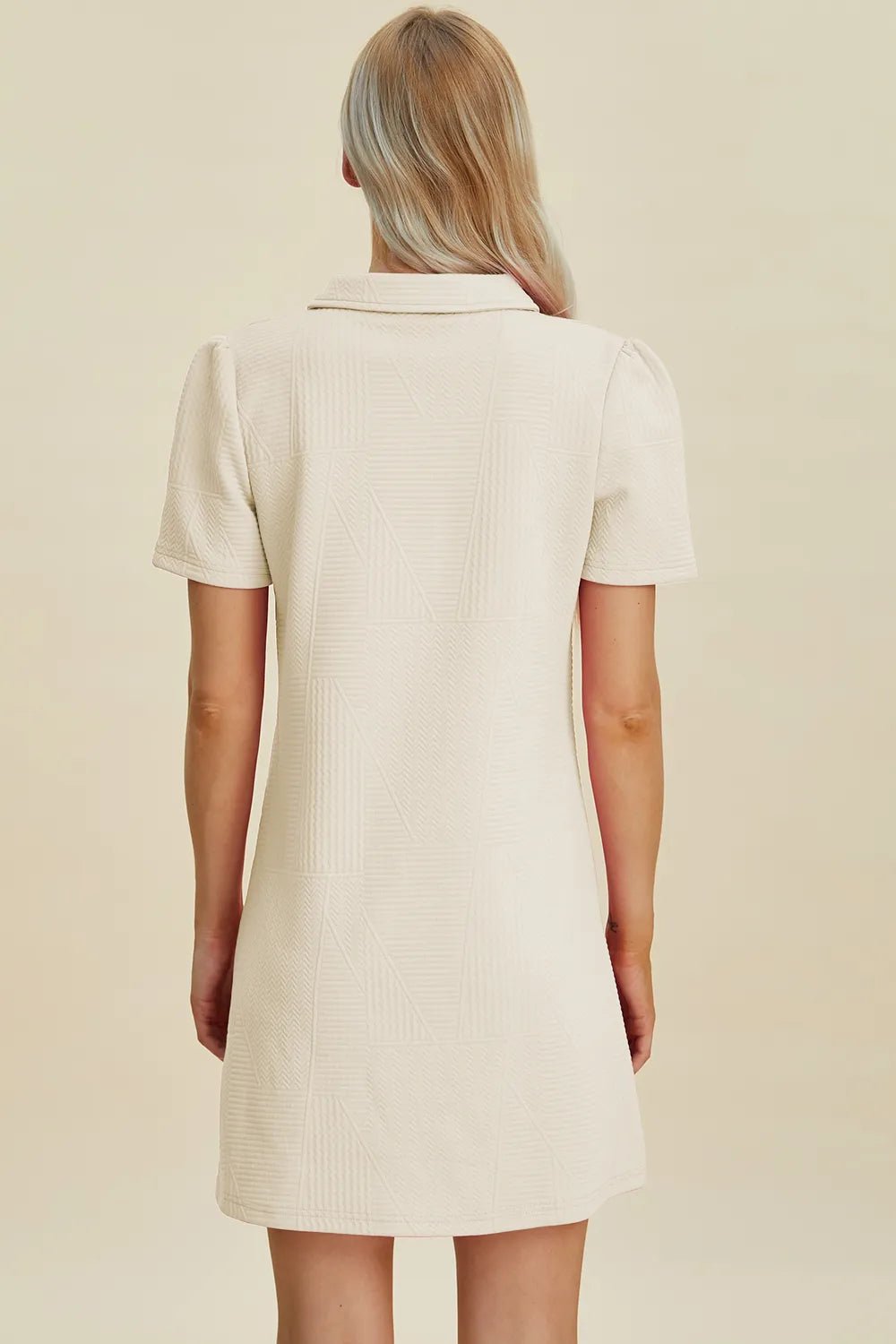 Double Take Full Size Texture Short Sleeve Dress - Lookzlike