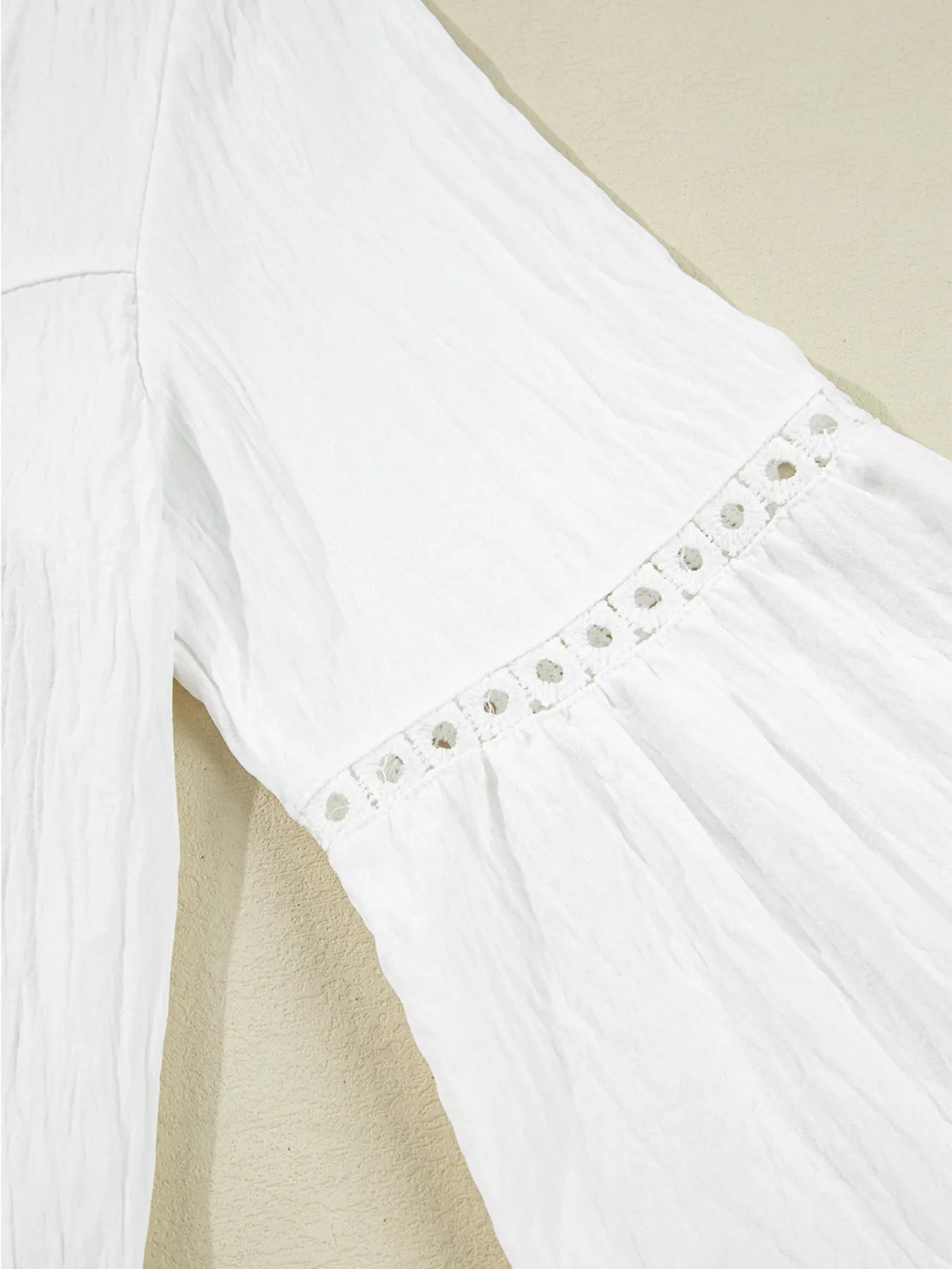 Drawstring Puff Sleeve Tie Neck Blouse designed for comfort and style at Lookzlike