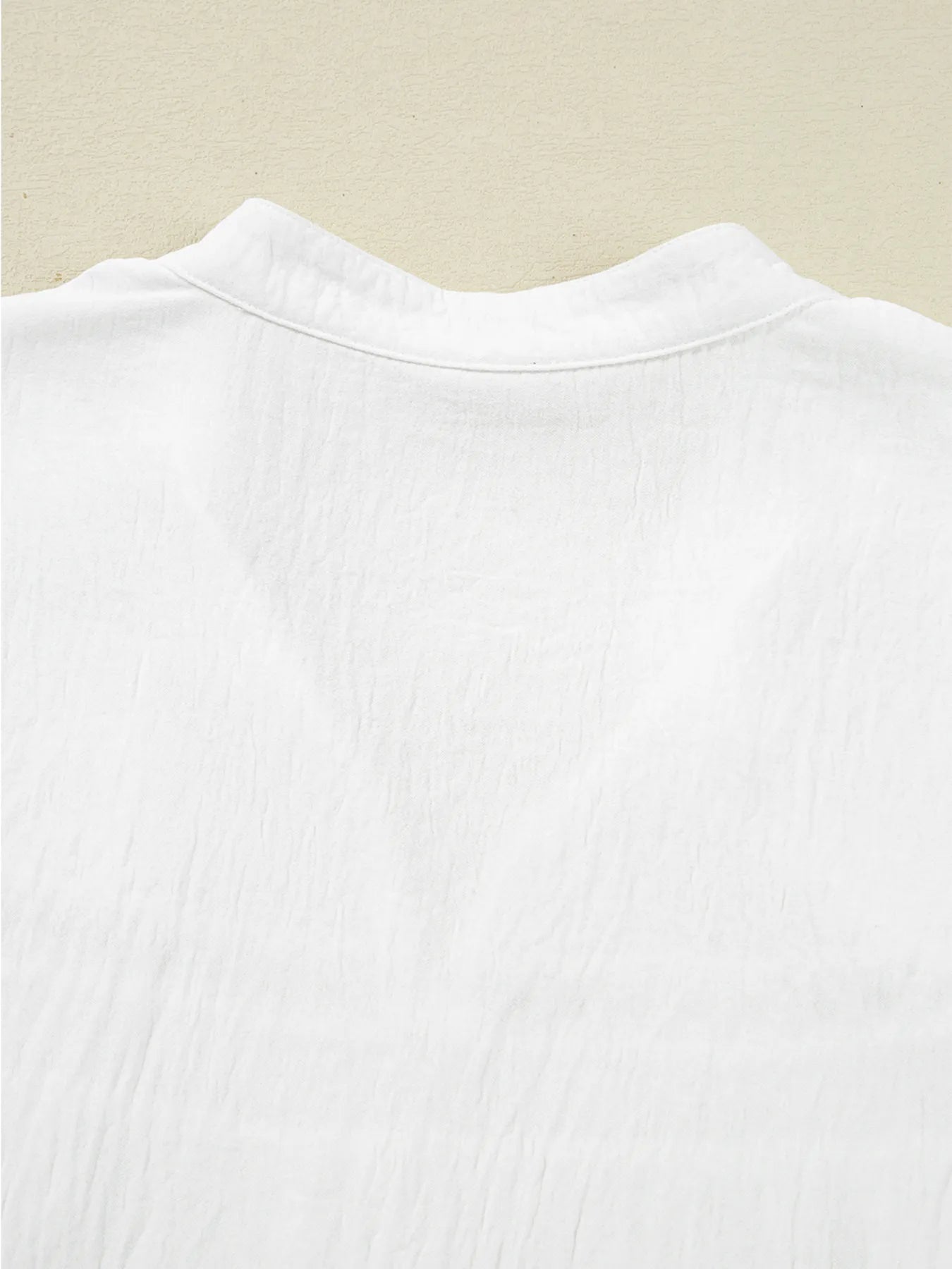 Drawstring Puff Sleeve Tie Neck Blouse designed for comfort and style at Lookzlike