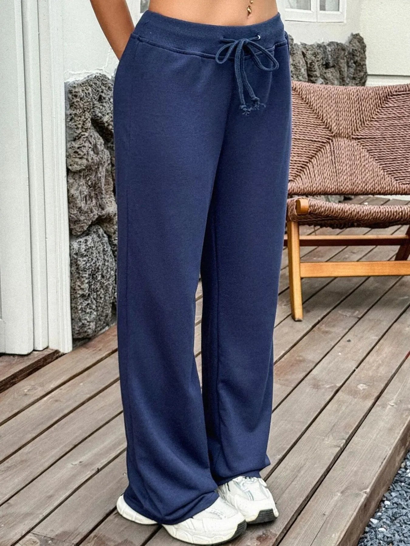 Drawstring Wide Leg Active Pants designed for comfort and style at Lookzlike