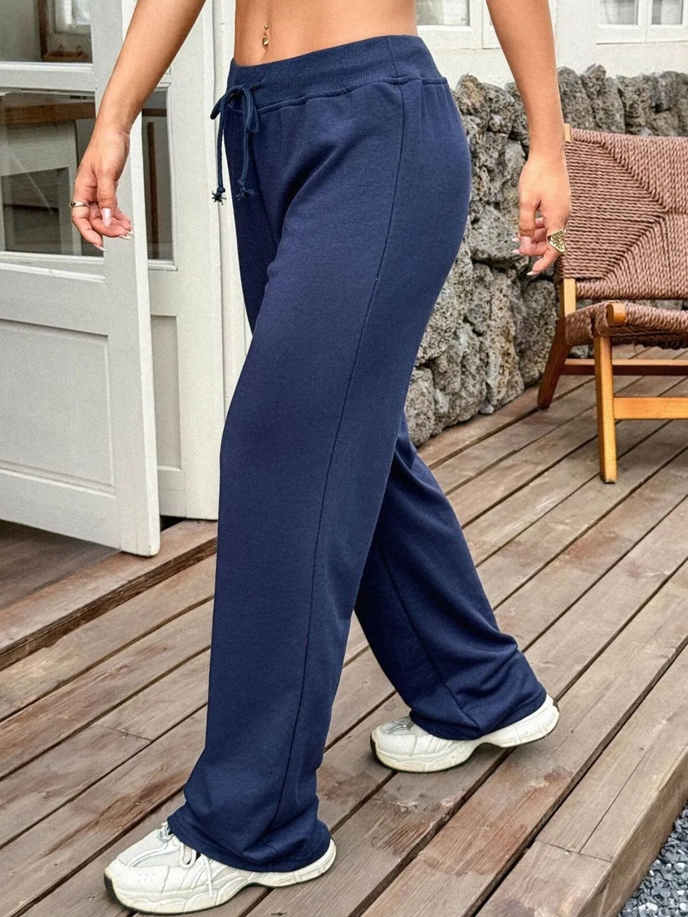 Drawstring Wide Leg Active Pants designed for comfort and style at Lookzlike