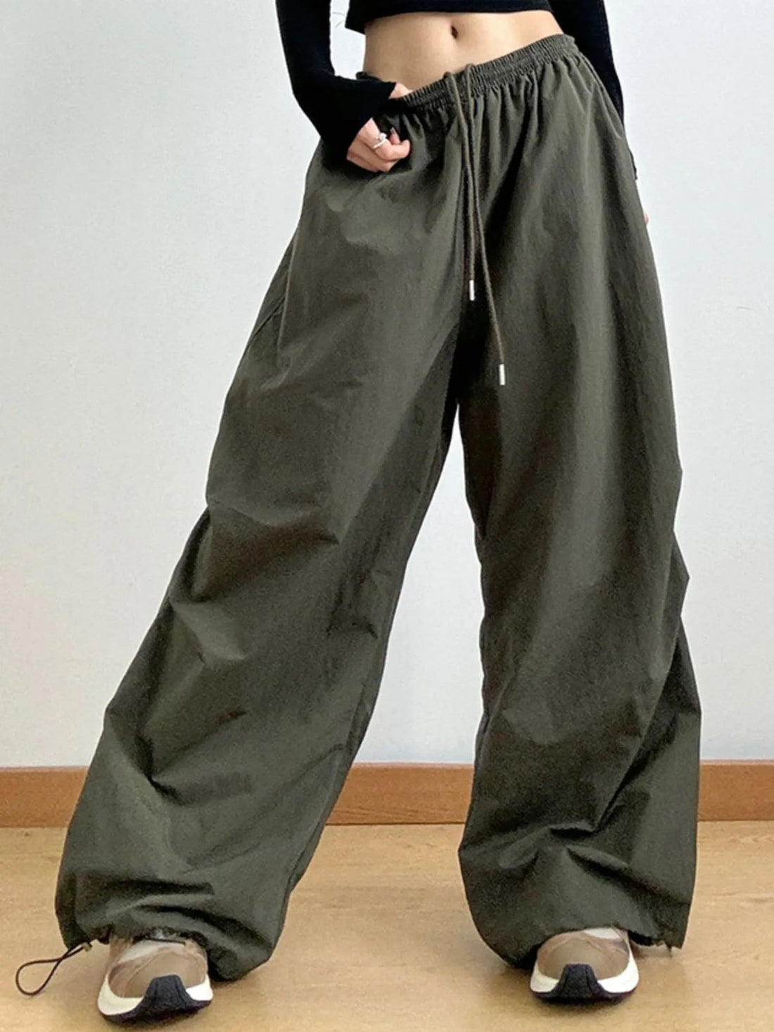 Drawstring Wide Leg Cargo Pants - Lookzlike
