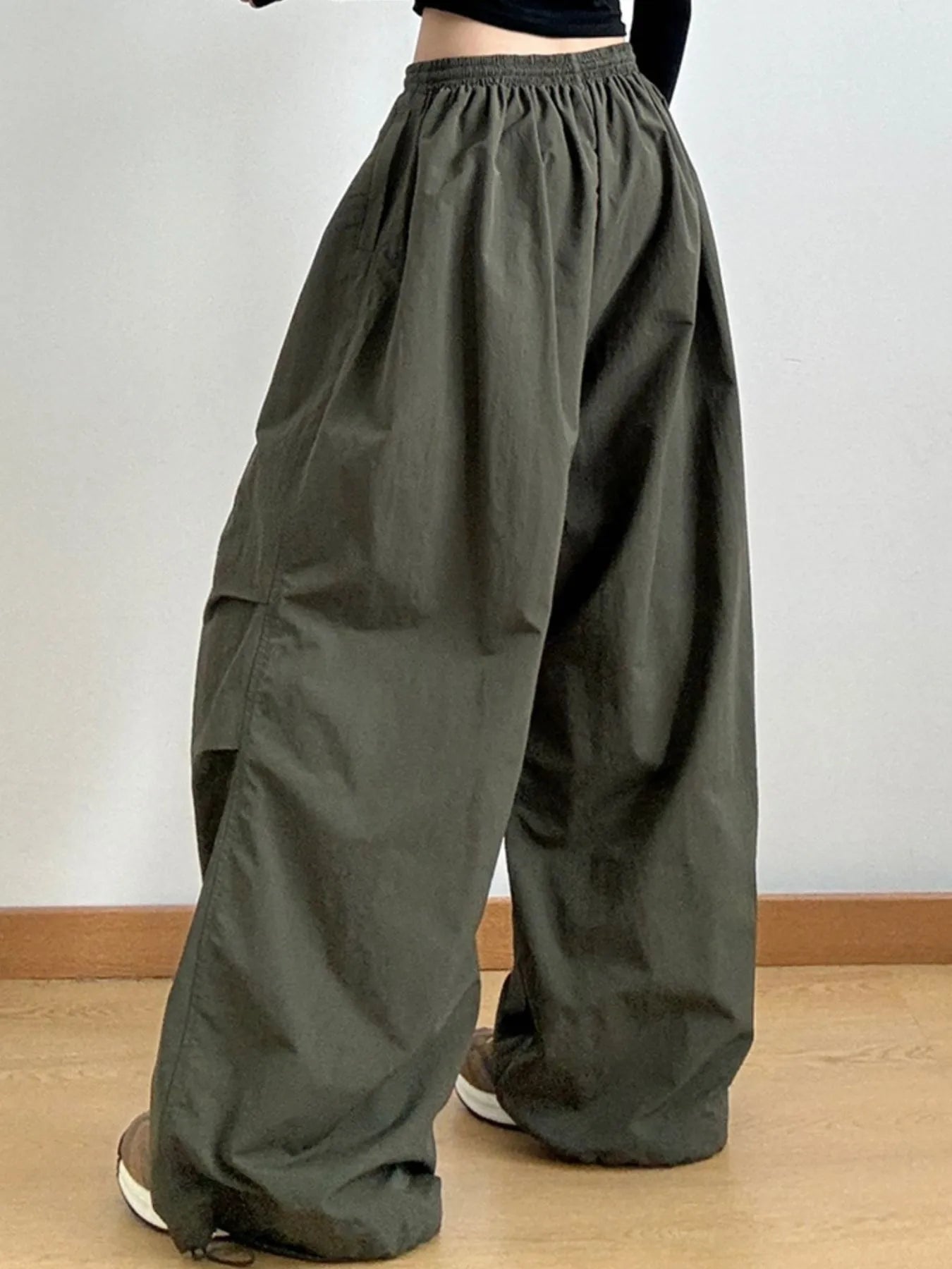 Drawstring Wide Leg Cargo Pants - Lookzlike