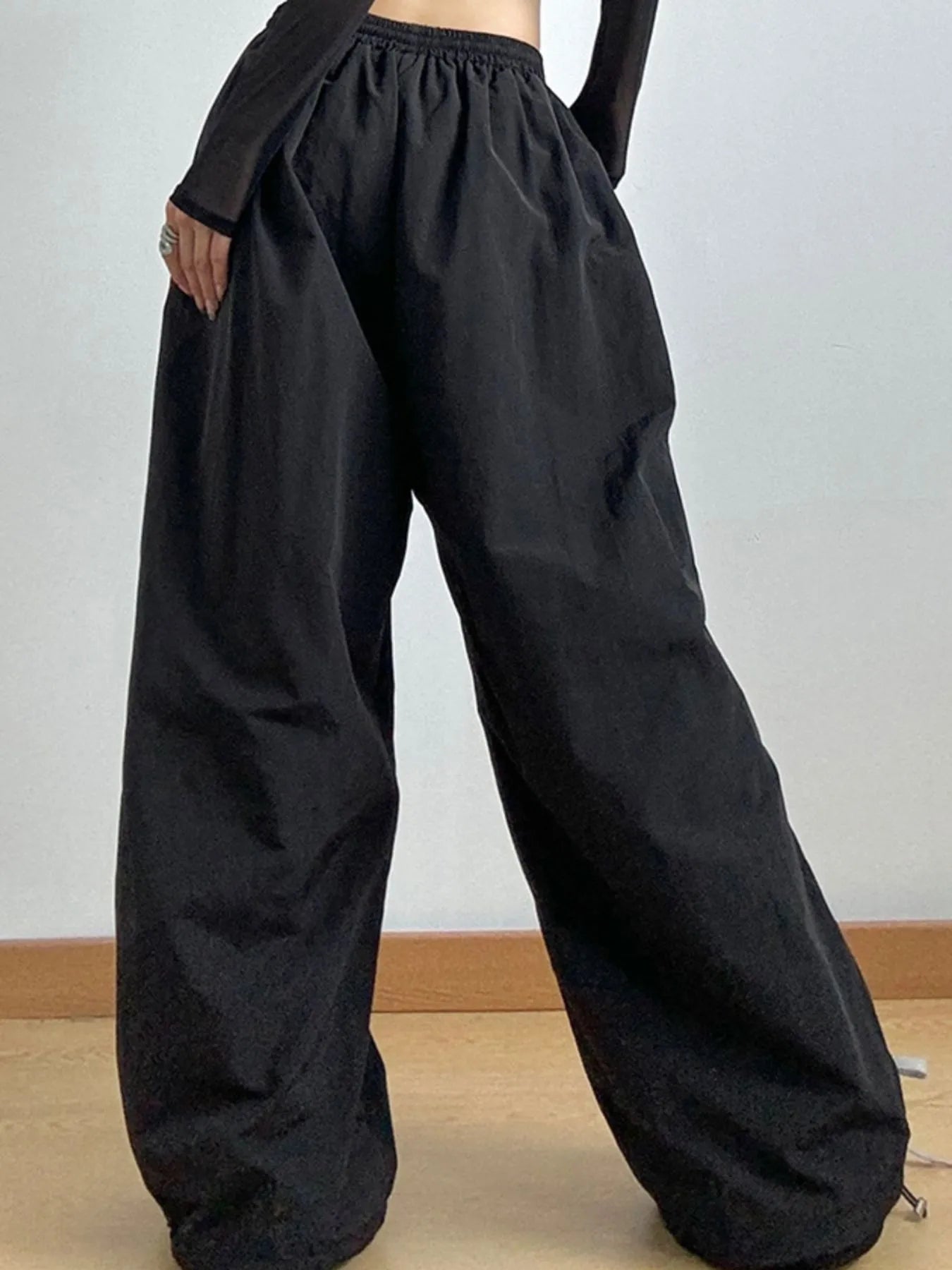 Drawstring Wide Leg Cargo Pants - Lookzlike
