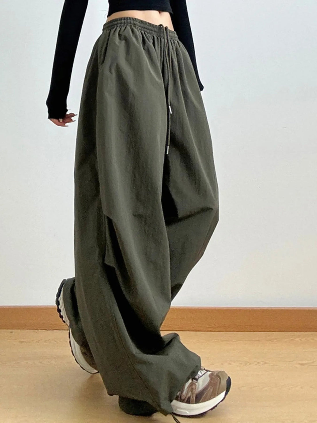 Drawstring Wide Leg Cargo Pants - Lookzlike