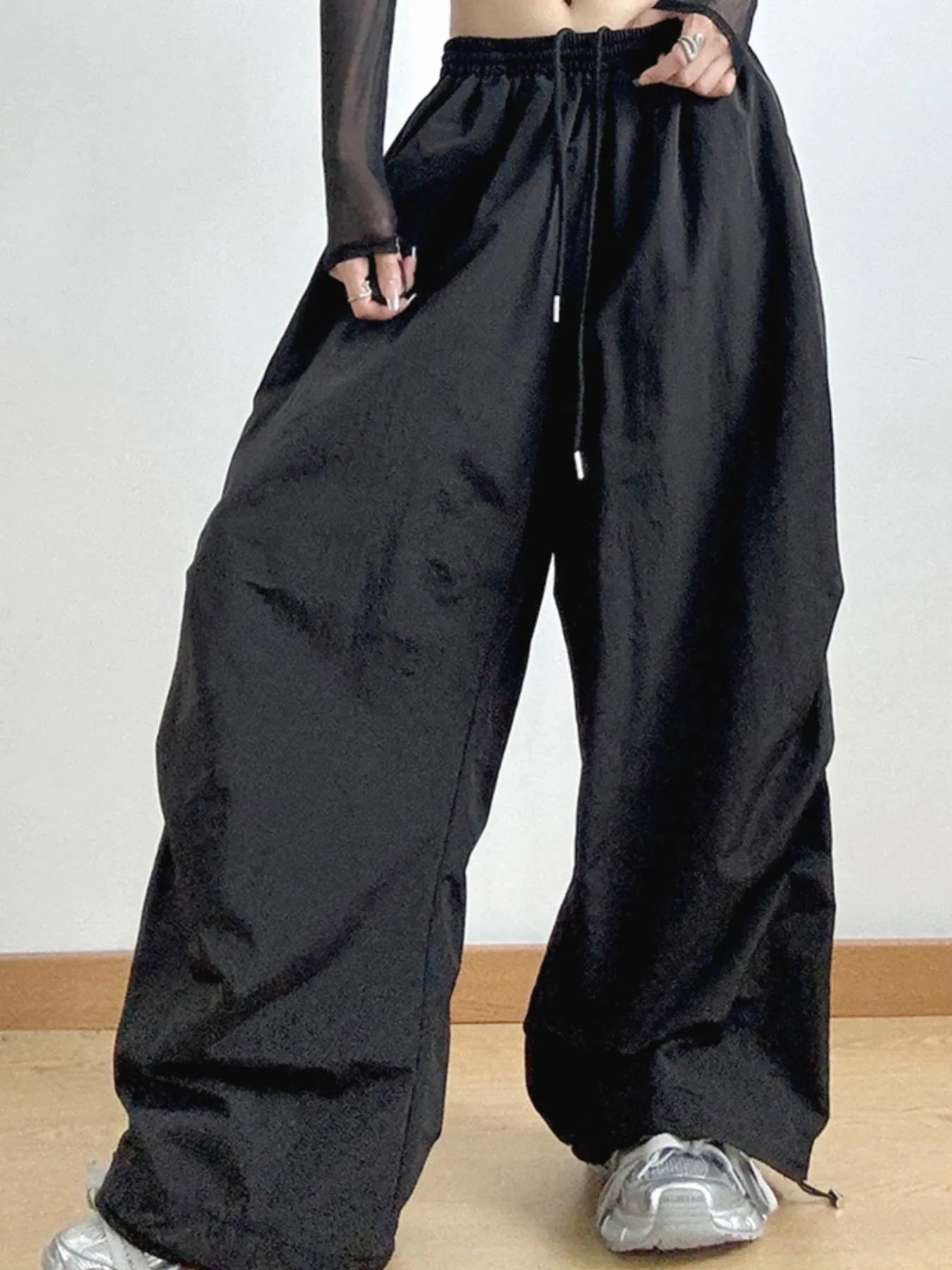 Drawstring Wide Leg Cargo Pants - Lookzlike