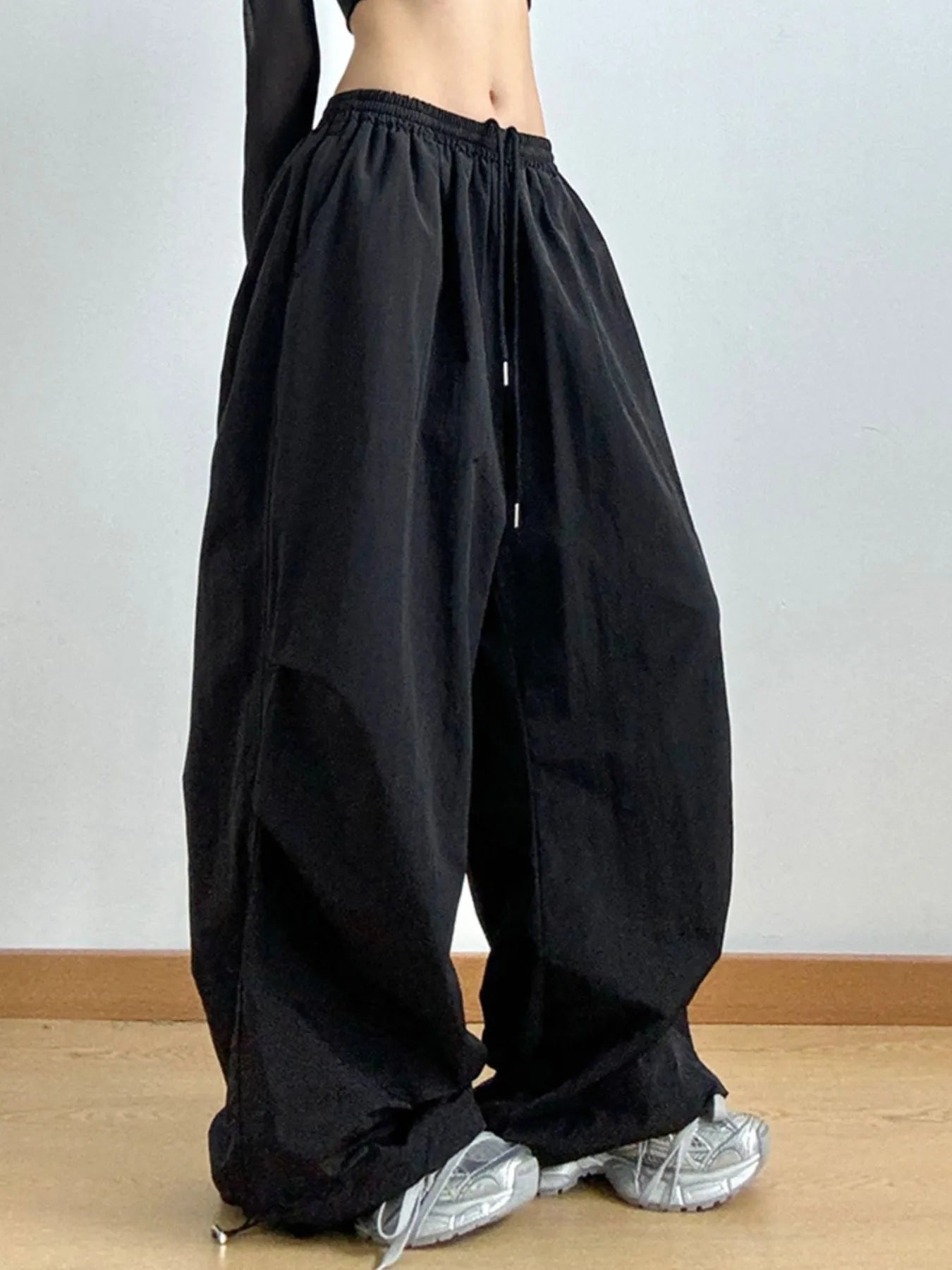 Drawstring Wide Leg Cargo Pants - Lookzlike