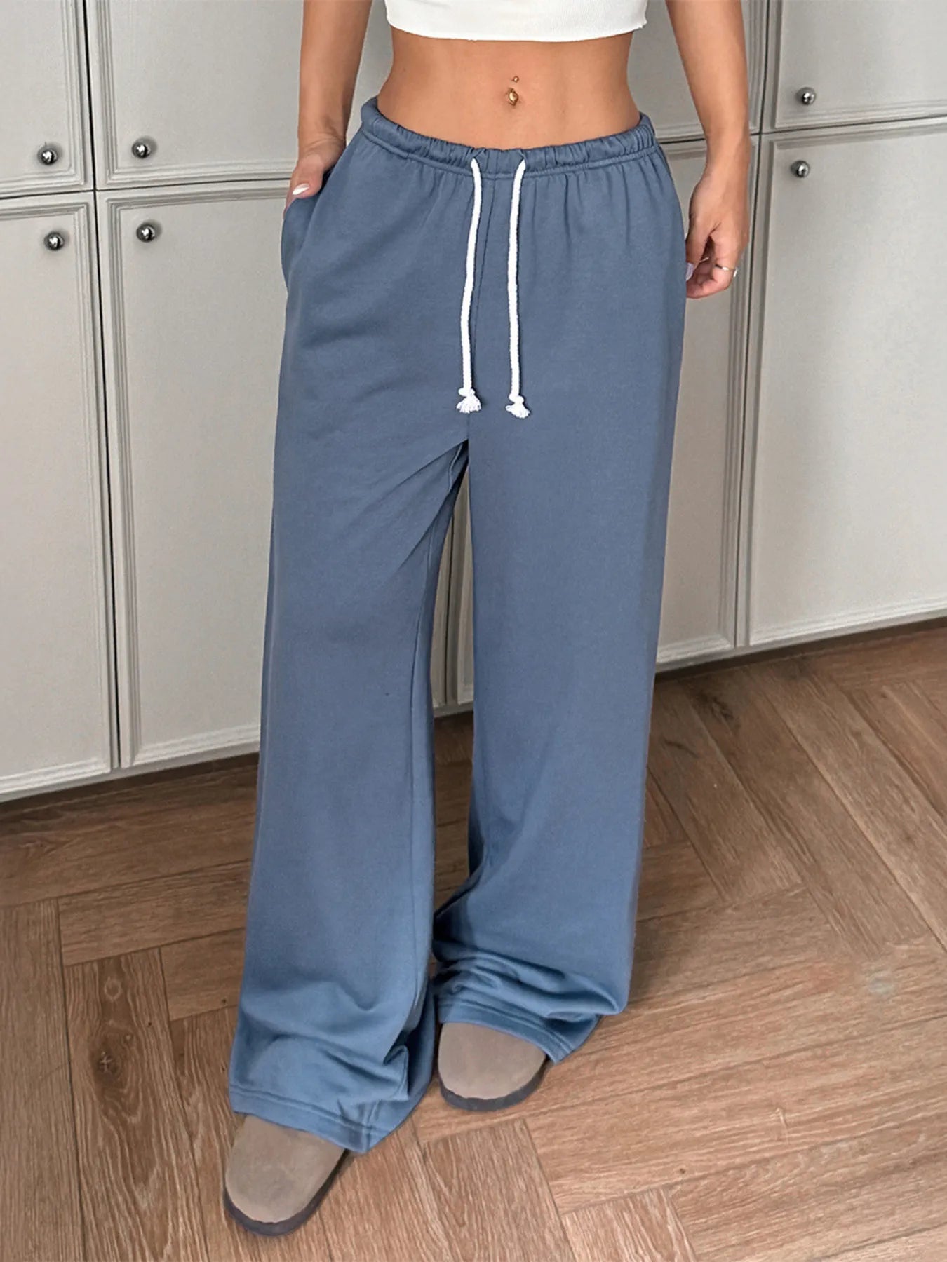 Drawstring Wide Leg Pants - Lookzlike