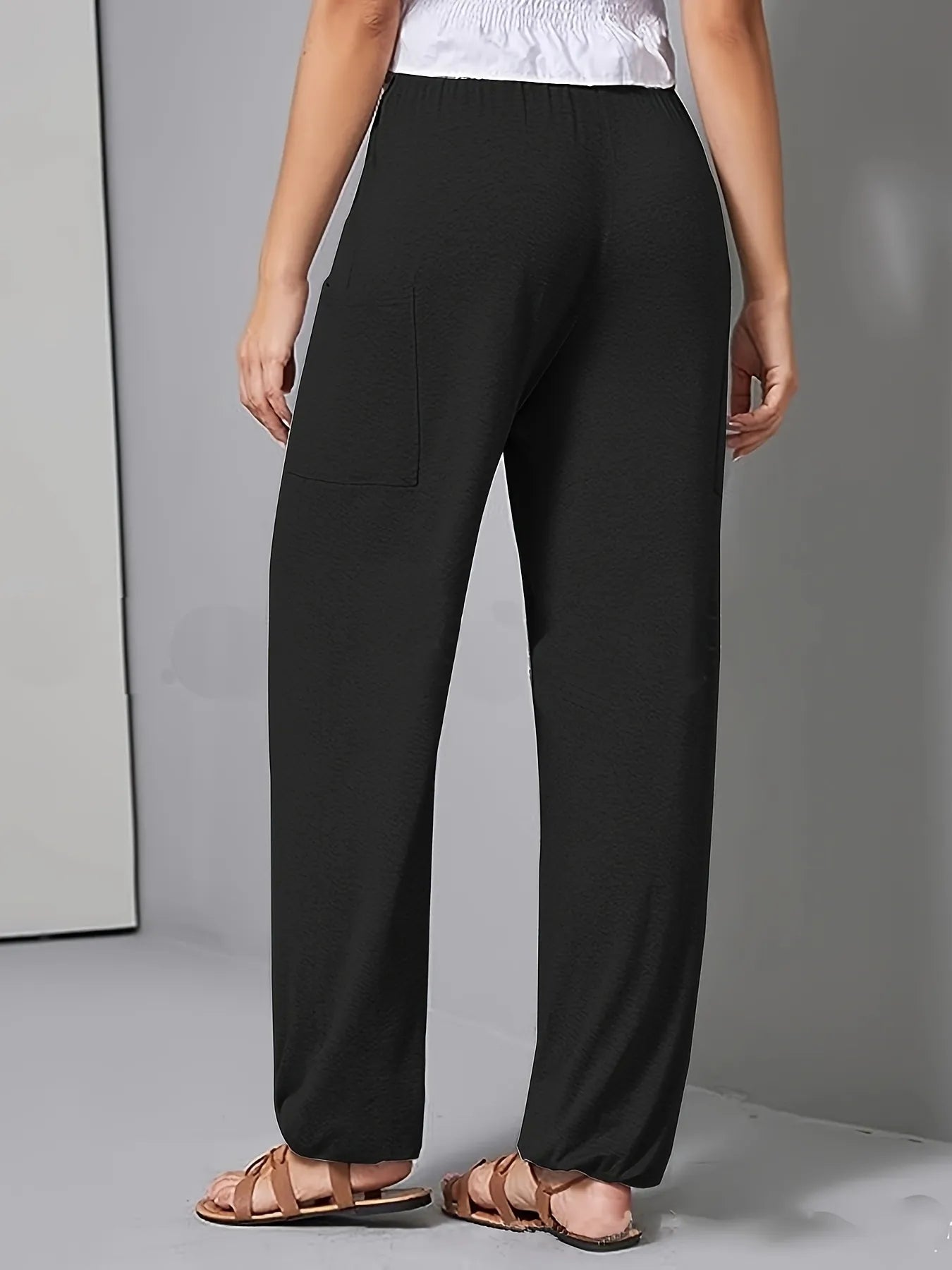 Drawstring Wide Leg Pants with Pockets - Lookzlike