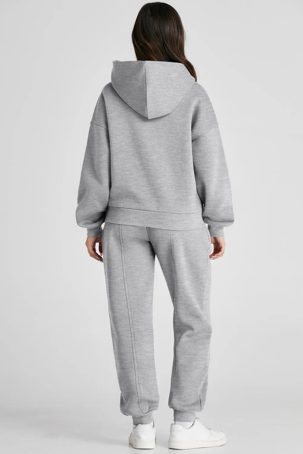 Dropped Shoulder Long Sleeve Hoodie and Pants Active Set designed for comfort and style at Lookzlike