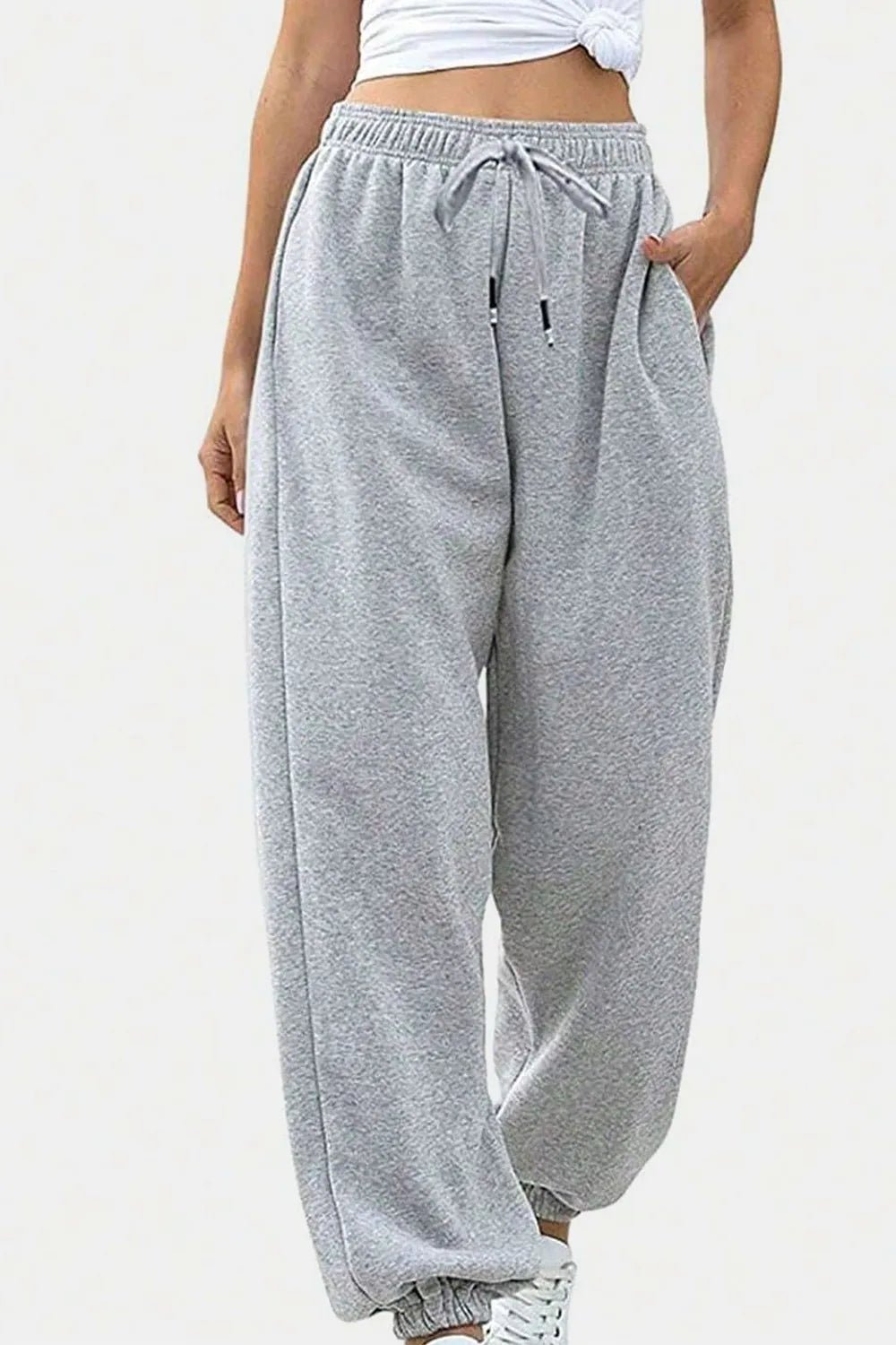 Elastic Waist Joggers with Pockets - Lookzlike