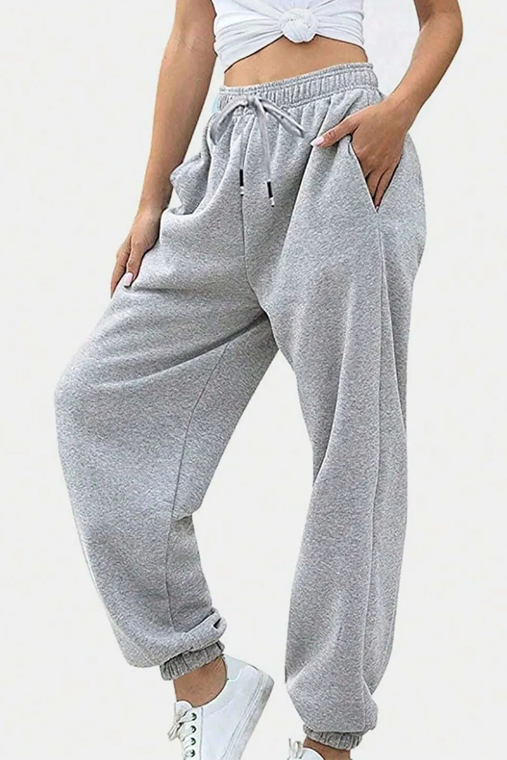 Elastic Waist Joggers with Pockets - Lookzlike