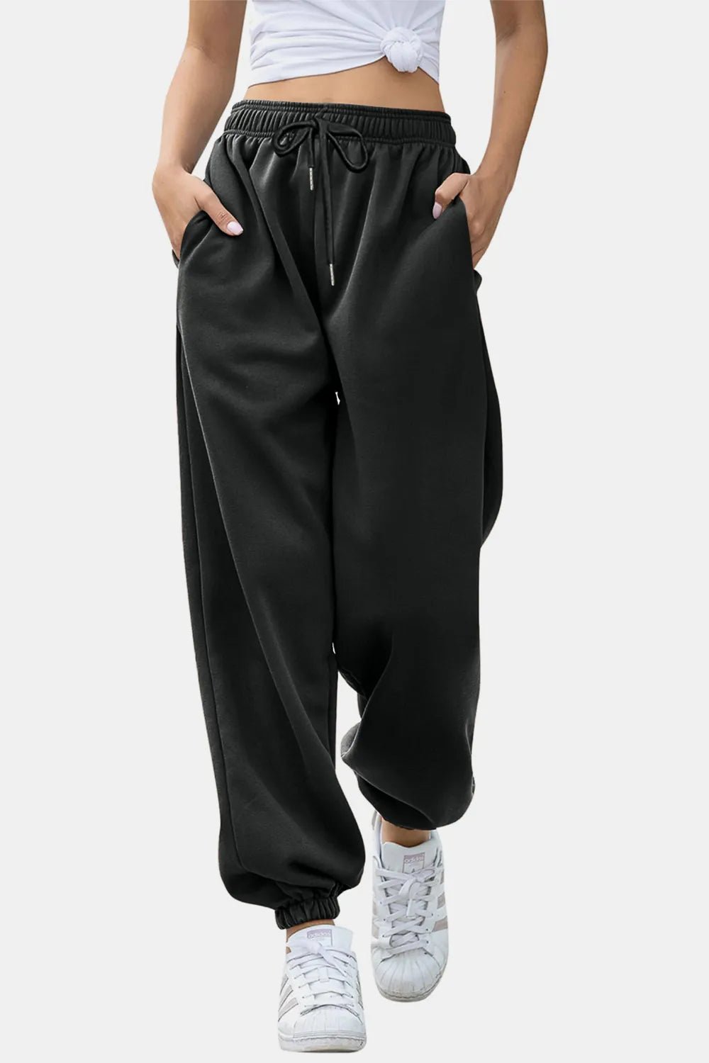Elastic Waist Joggers with Pockets - Lookzlike