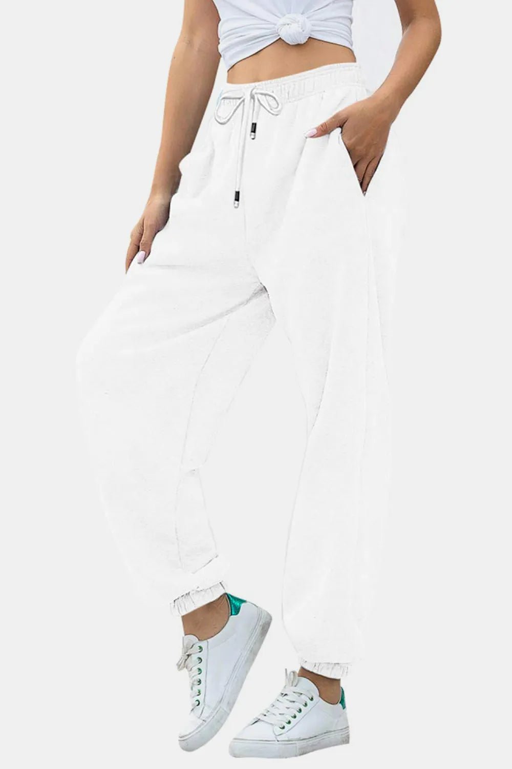 Elastic Waist Joggers with Pockets - Lookzlike