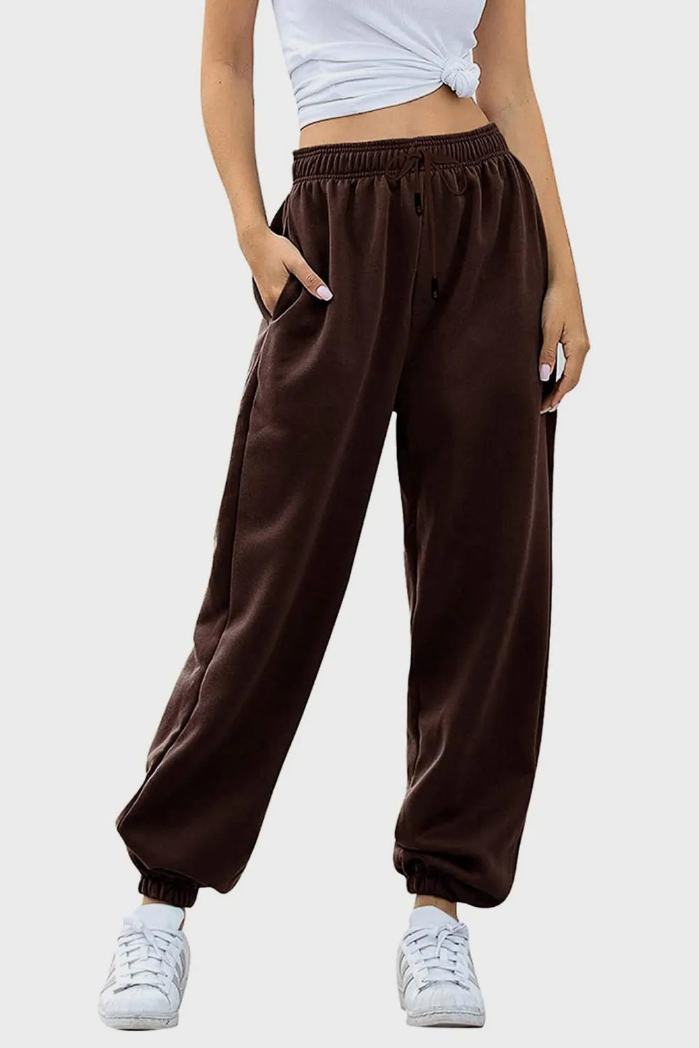 Elastic Waist Joggers with Pockets - Lookzlike