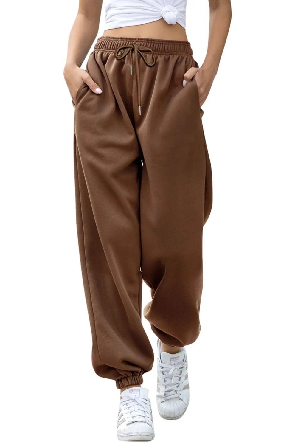 Elastic Waist Joggers with Pockets - Lookzlike