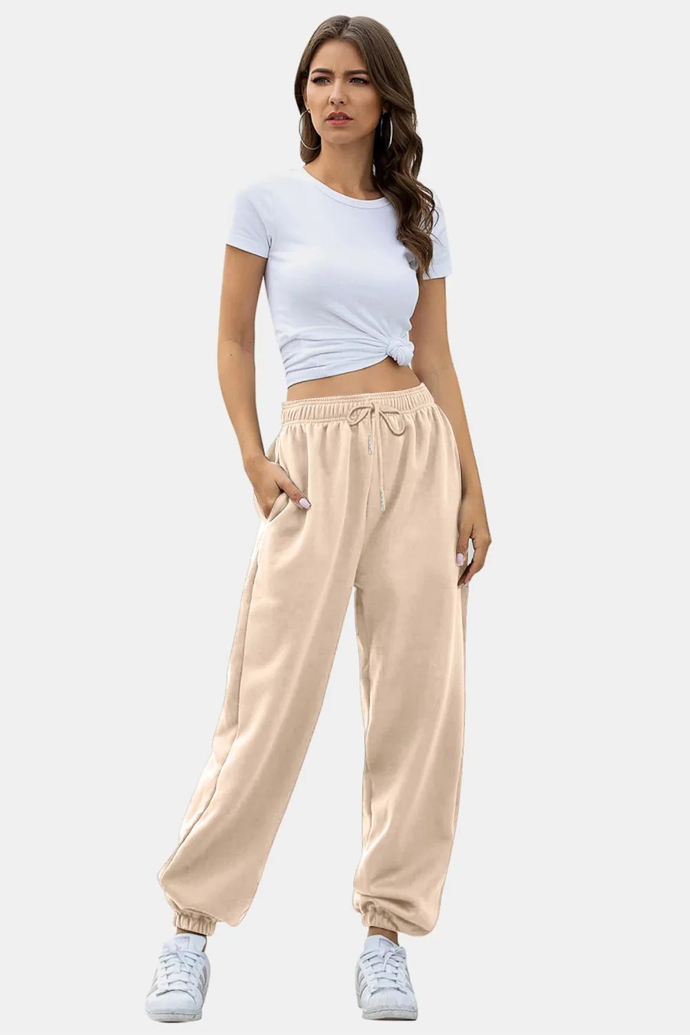 Elastic Waist Joggers with Pockets - Lookzlike