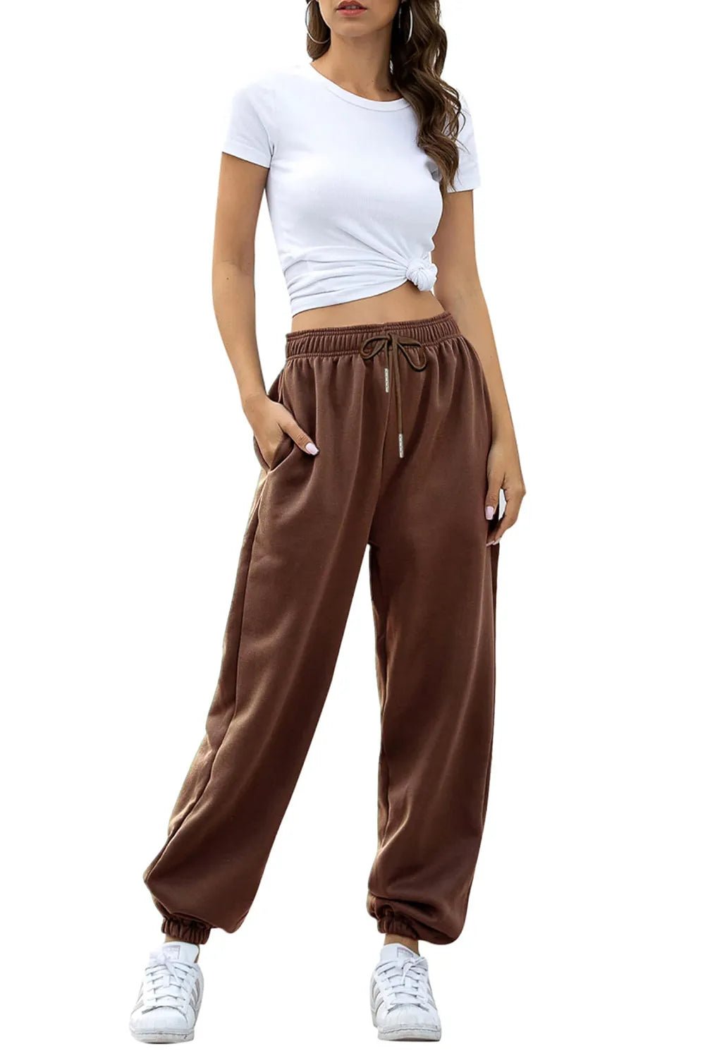 Elastic Waist Joggers with Pockets - Lookzlike