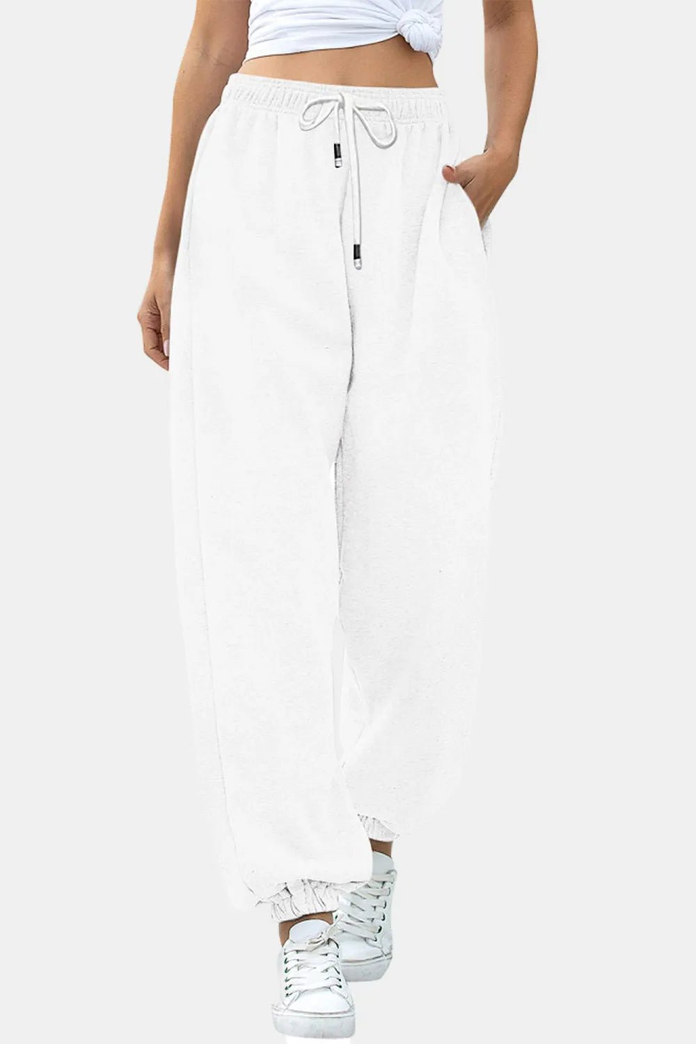 Elastic Waist Joggers with Pockets - Lookzlike