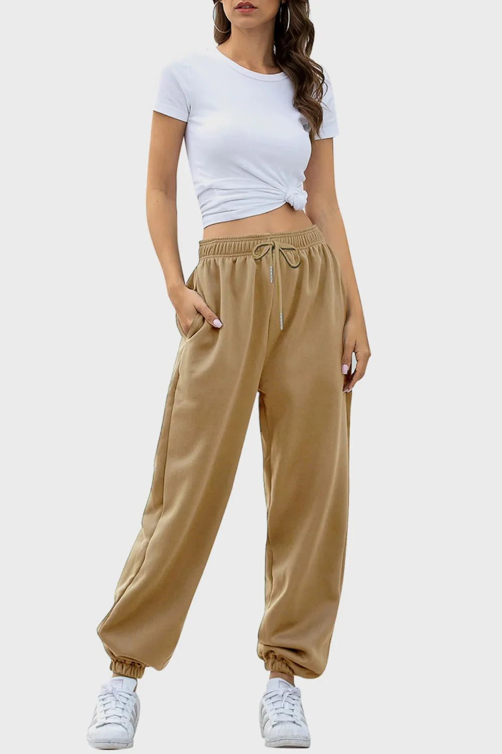 Elastic Waist Joggers with Pockets - Lookzlike