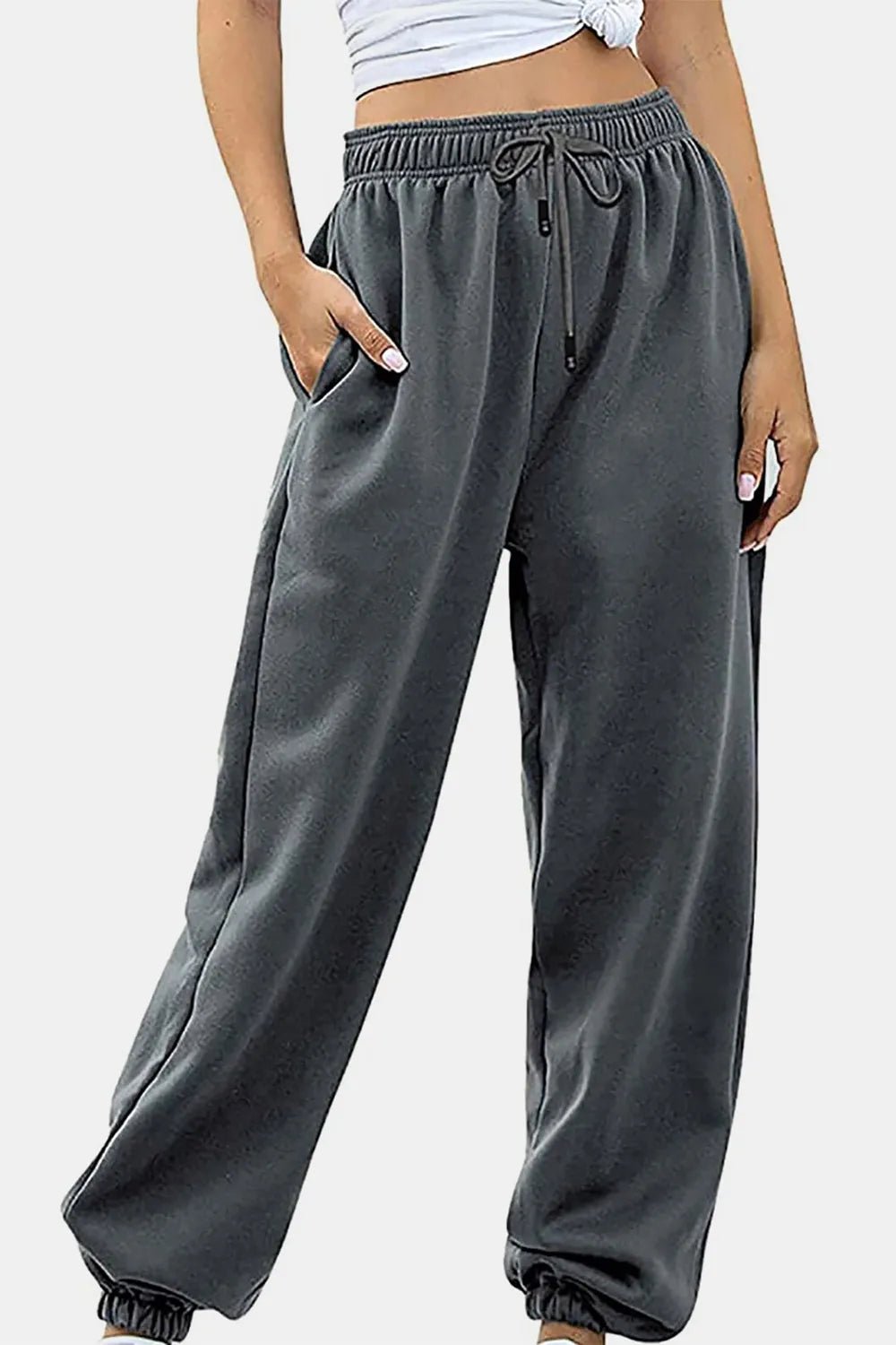 Elastic Waist Joggers with Pockets - Lookzlike