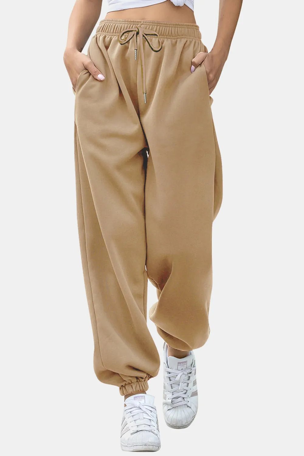 Elastic Waist Joggers with Pockets - Lookzlike