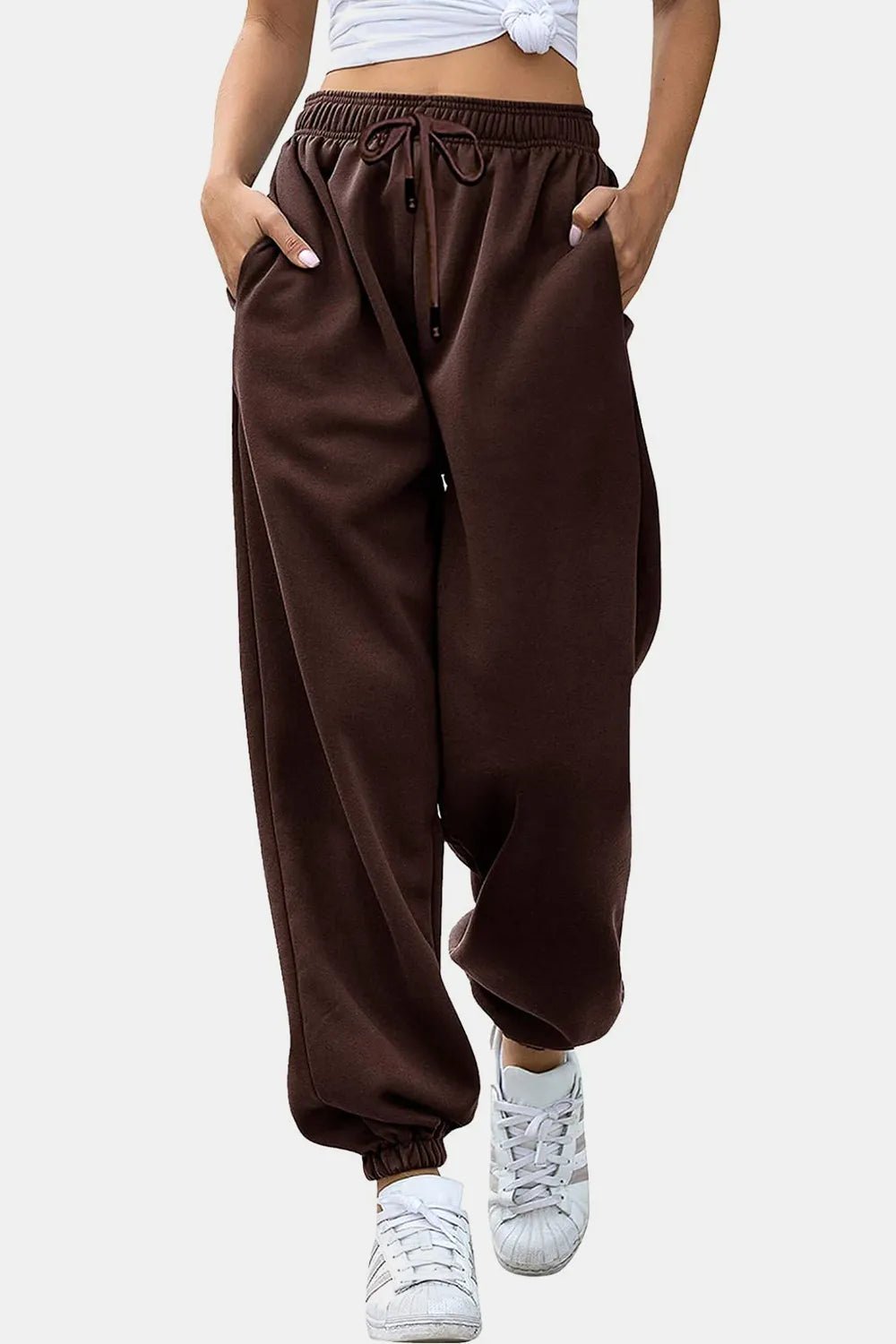 Elastic Waist Joggers with Pockets - Lookzlike