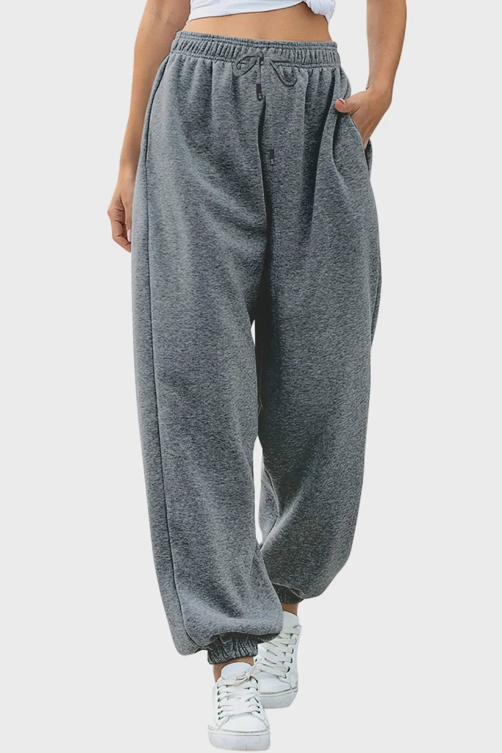 Elastic Waist Joggers with Pockets - Lookzlike