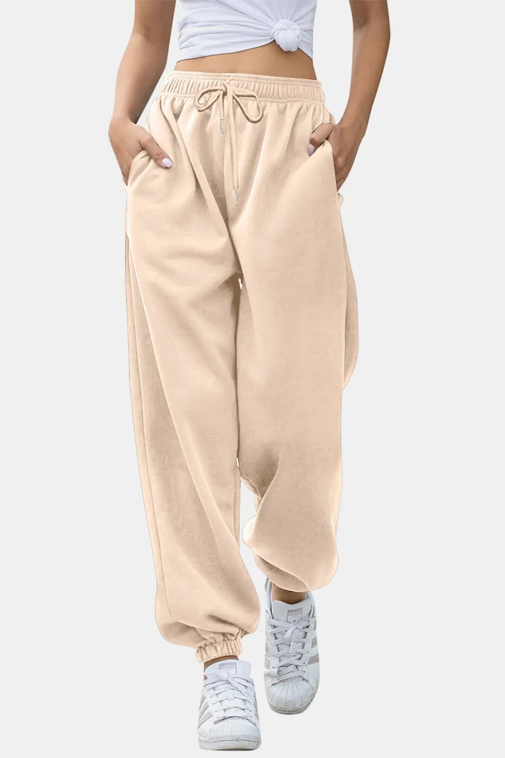 Elastic Waist Joggers with Pockets - Lookzlike