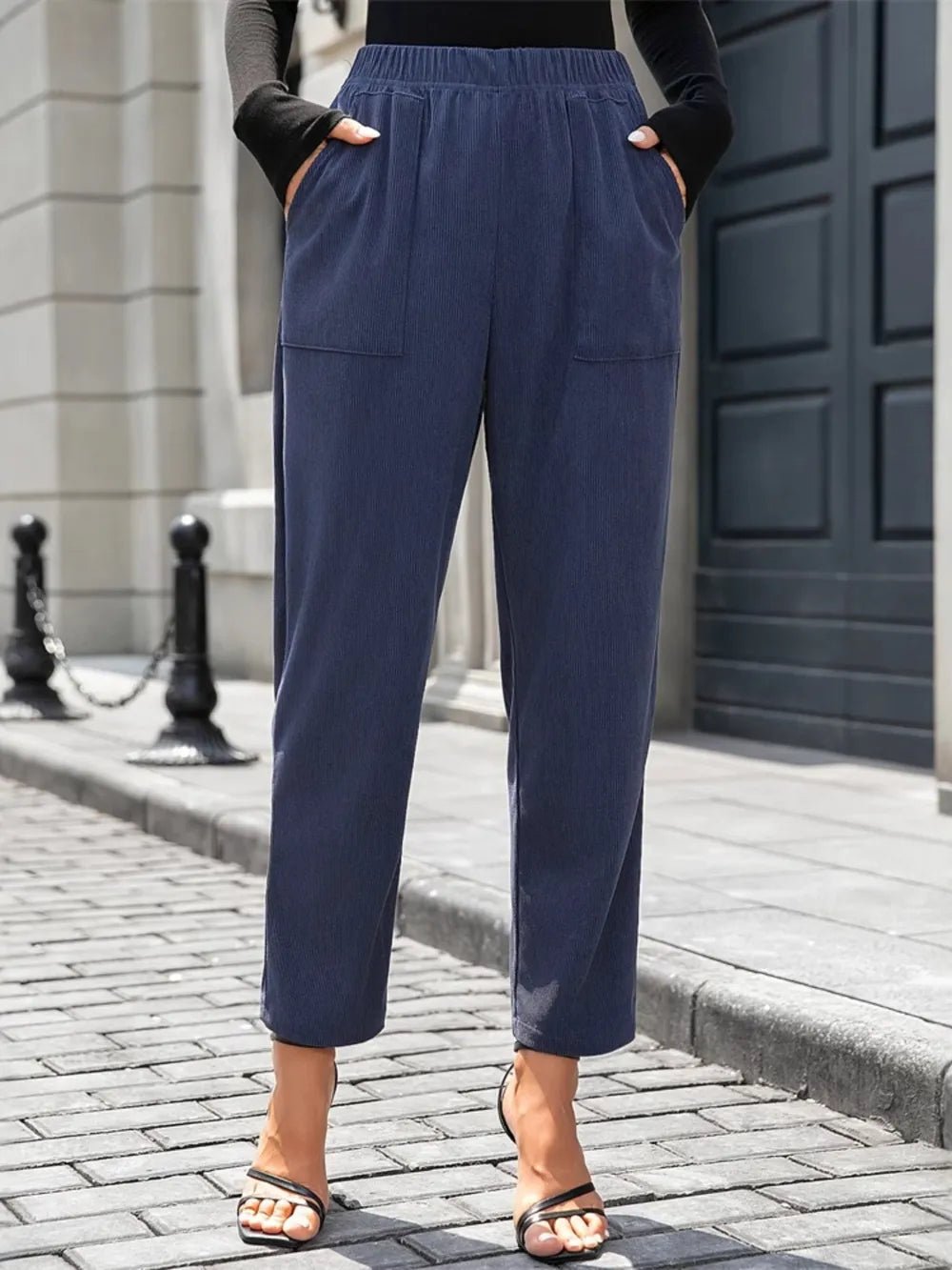 Elastic Waist Pants with Pockets - Lookzlike