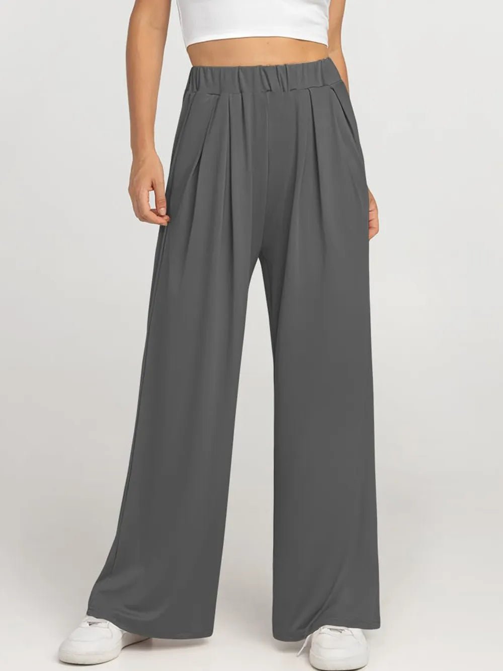 Elastic Waist Wide Leg Pants - Lookzlike