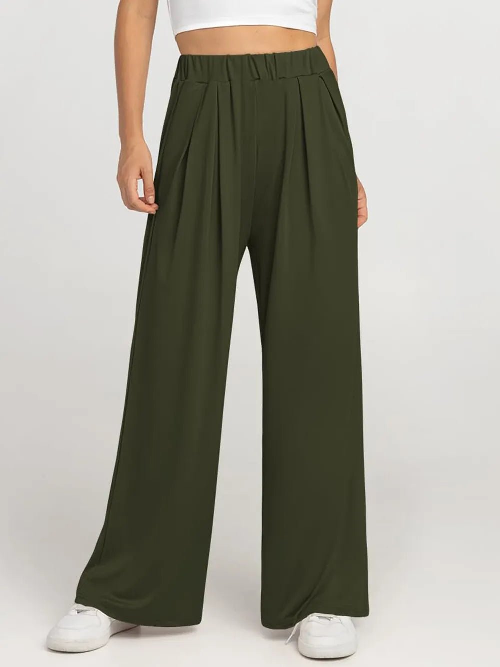 Elastic Waist Wide Leg Pants - Lookzlike