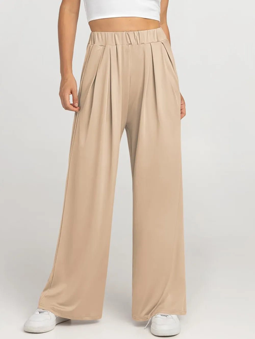 Elastic Waist Wide Leg Pants - Lookzlike