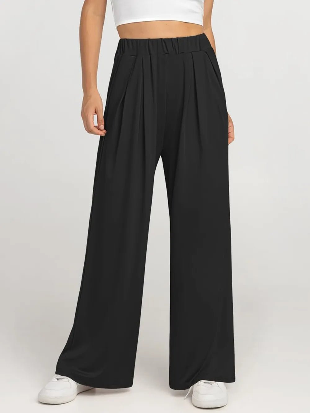 Elastic Waist Wide Leg Pants - Lookzlike