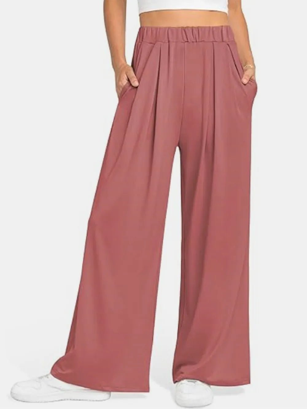 Elastic Waist Wide Leg Pants - Lookzlike