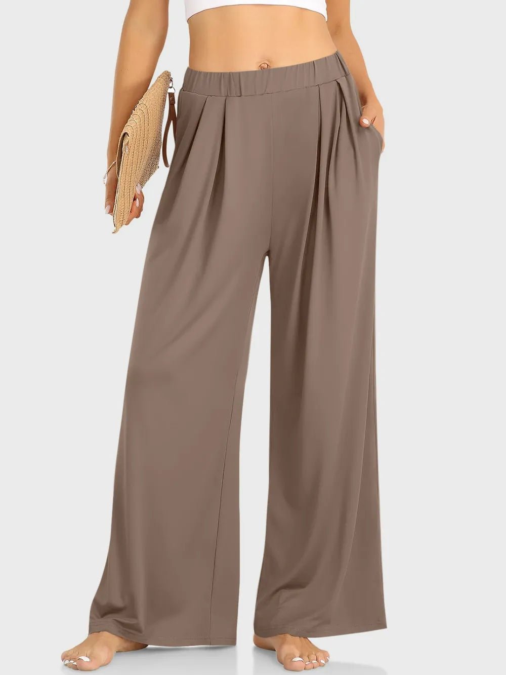 Elastic Waist Wide Leg Pants - Lookzlike
