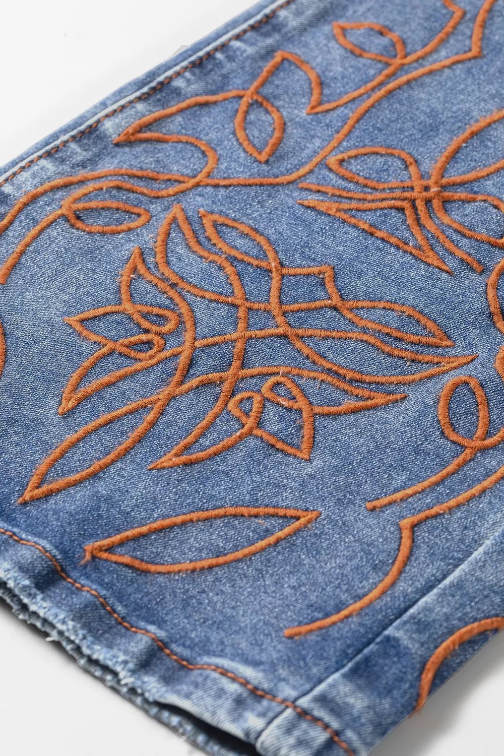 Embroidered Flare Leg Jeans designed for comfort and style at Lookzlike