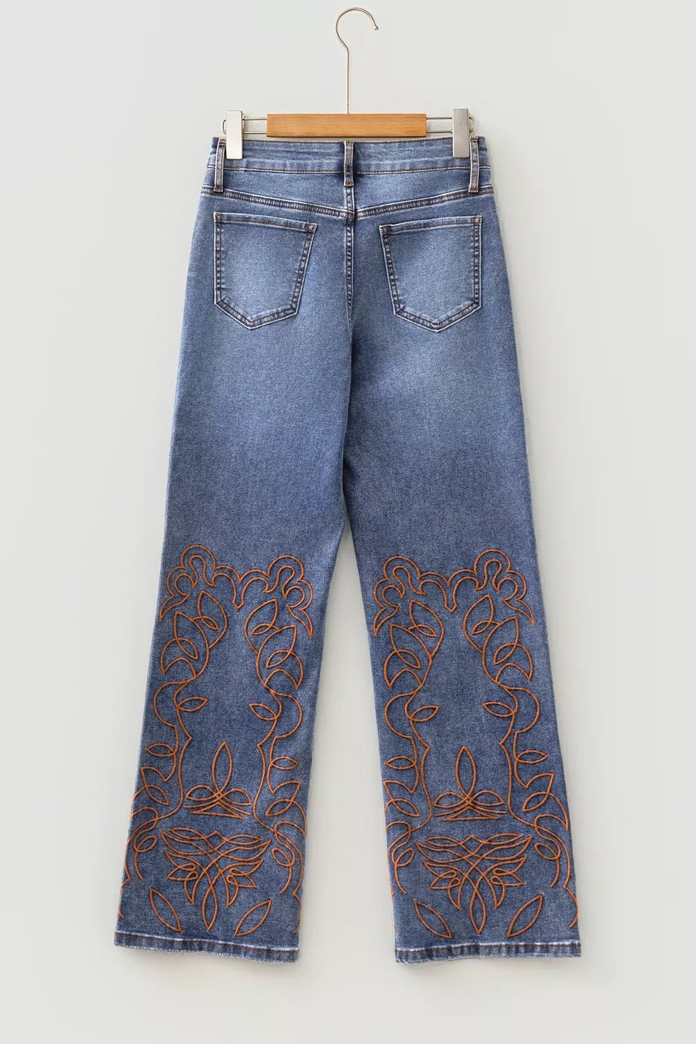 Embroidered Flare Leg Jeans designed for comfort and style at Lookzlike
