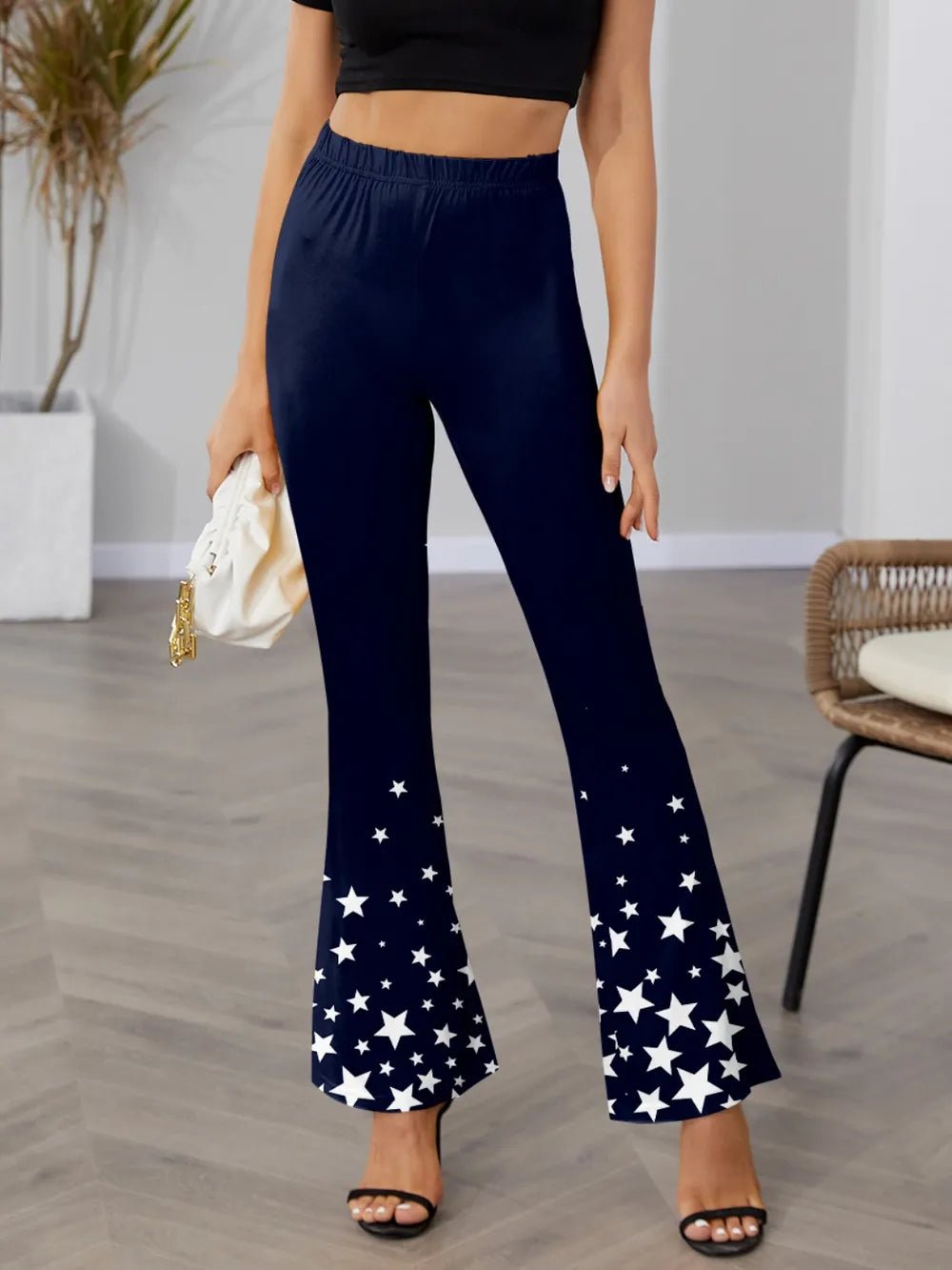 FAM-FAM Star Elastic Waist Bootcut Pants - Lookzlike